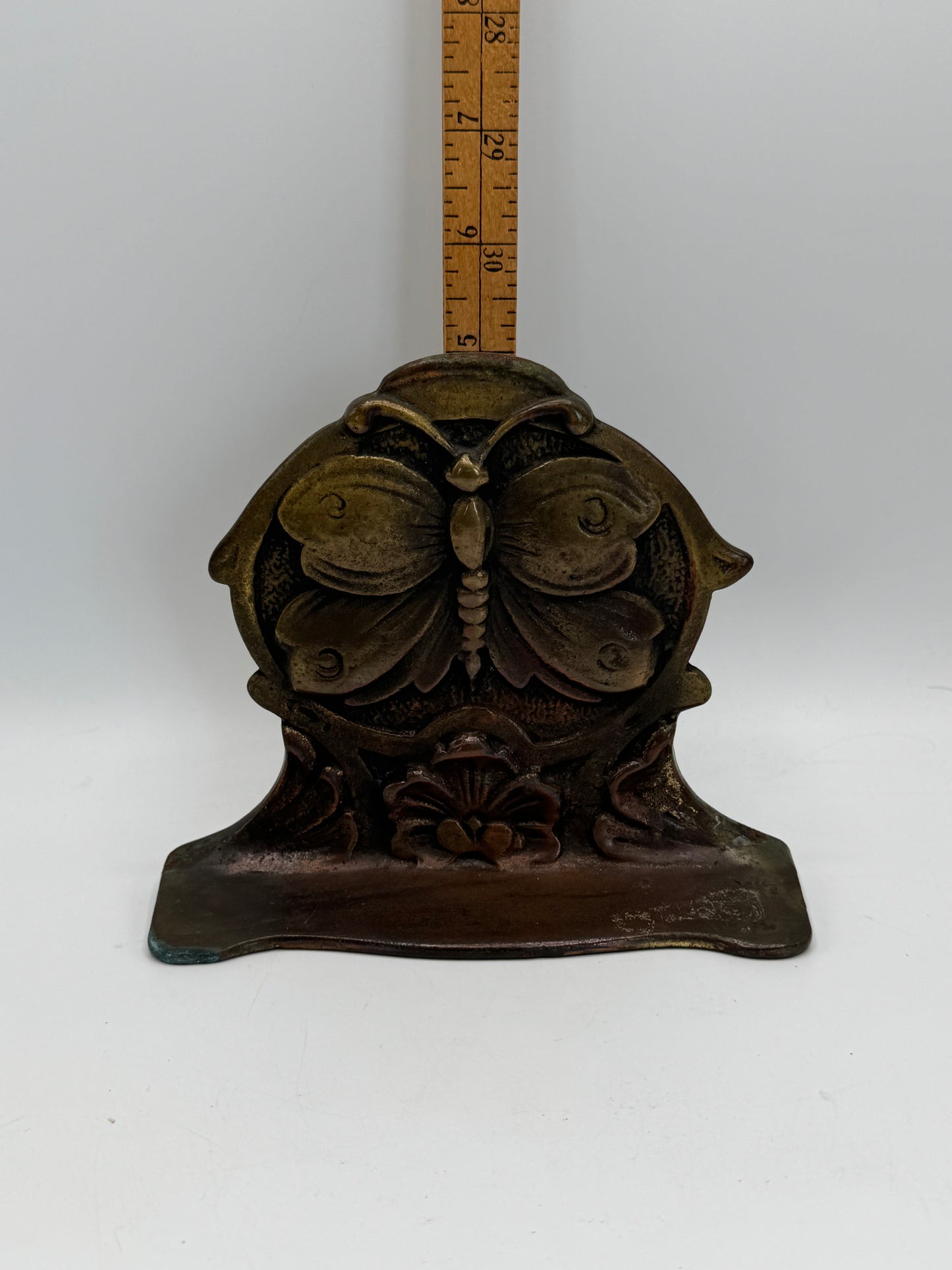 Antique Art Nouveau Small Cast Iron Figural Butterfly Door Stop Bookend