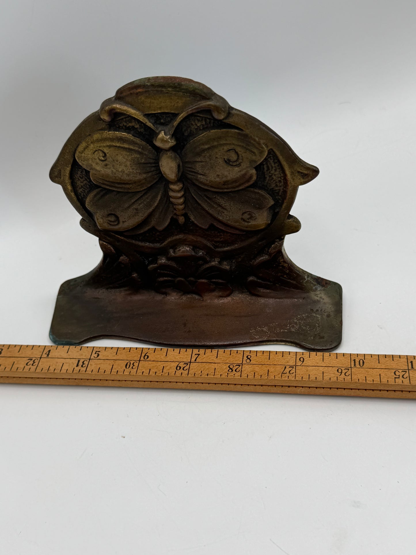 Antique Art Nouveau Small Cast Iron Figural Butterfly Door Stop Bookend