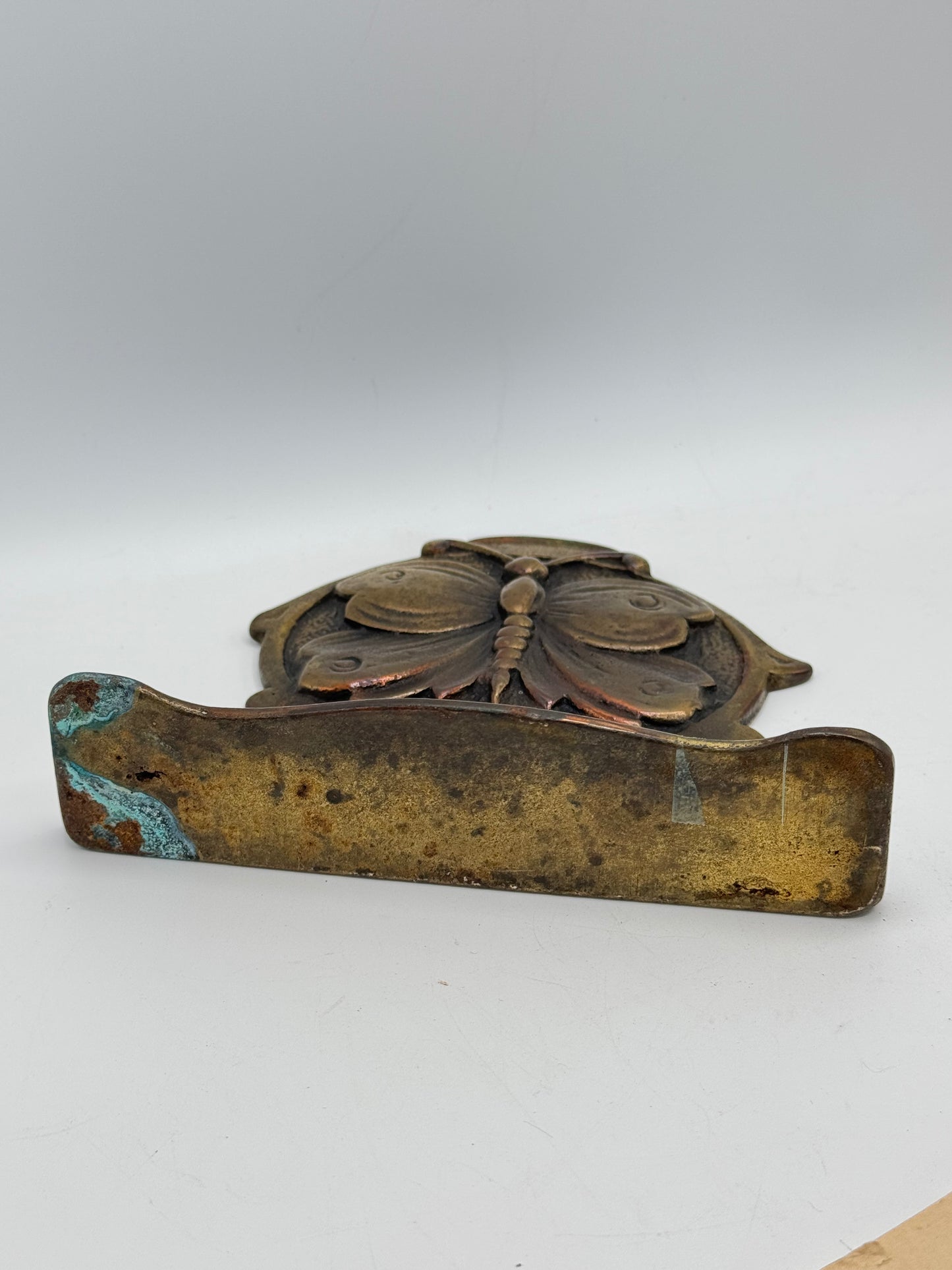 Antique Art Nouveau Small Cast Iron Figural Butterfly Door Stop Bookend
