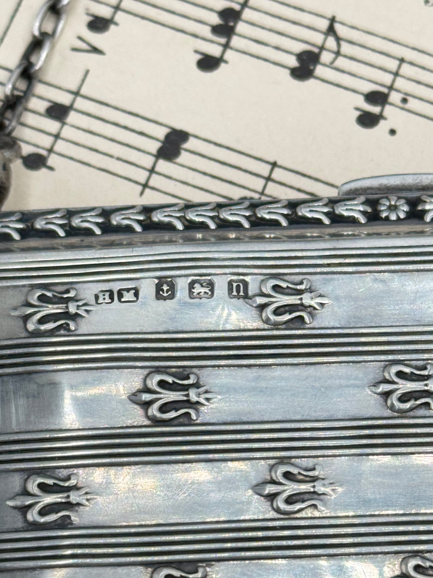Sterling Silver Calling Card Case Fleur de Lis BIRMINGHAM Chatelaine 1912 Mono