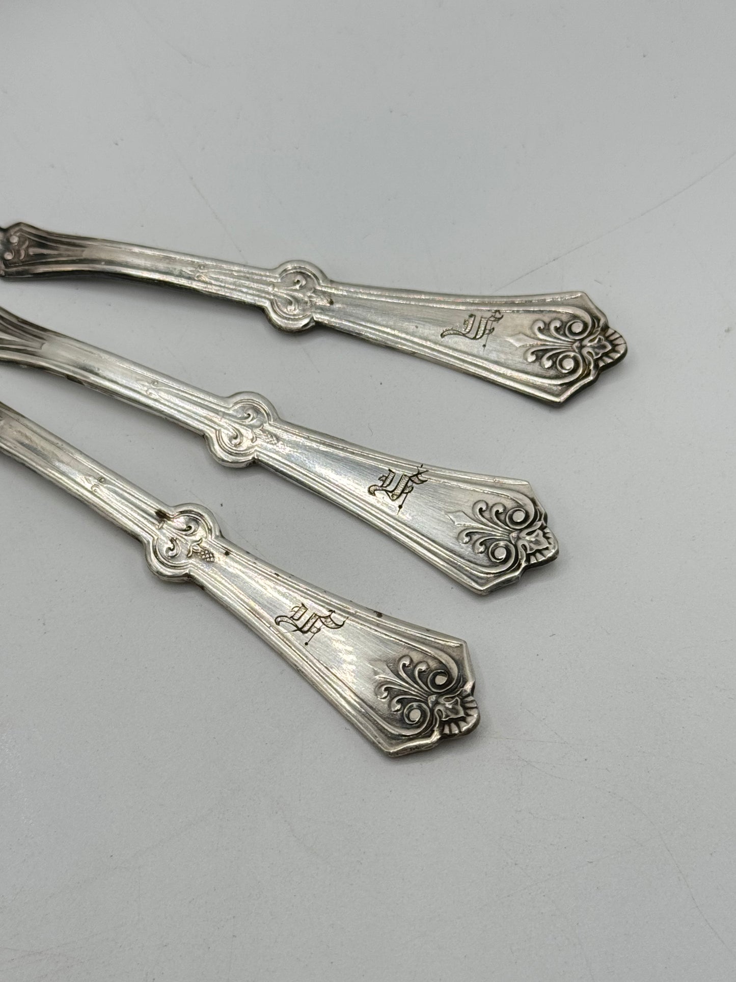 Antique Victorian Set Of 6 SILVERPLATE Nutpicks Monogrammed In Original Box