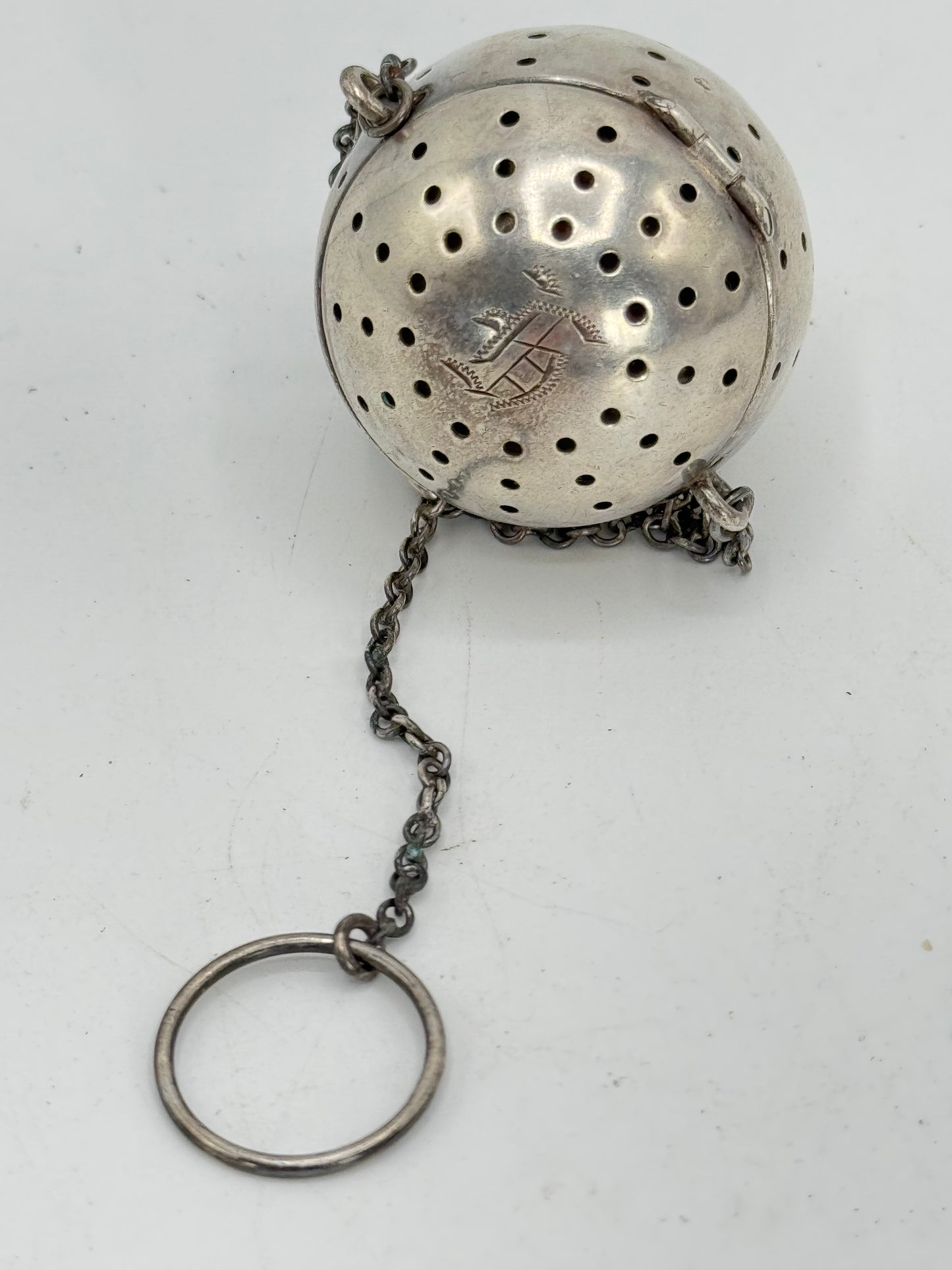 Vintage Sterling Silver Tea Infuser On Chain with MONOGRAM