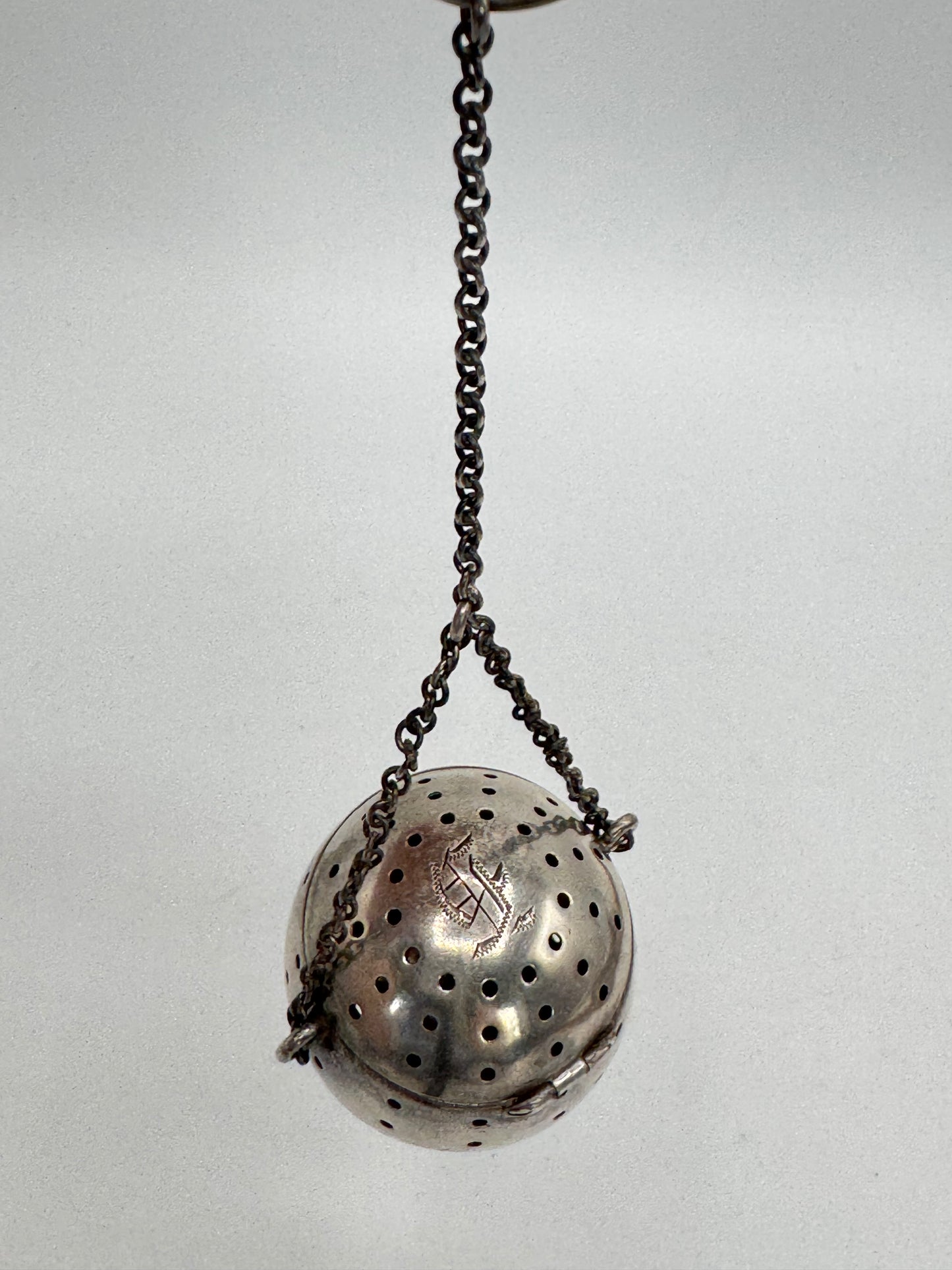 Vintage Sterling Silver Tea Infuser On Chain with MONOGRAM