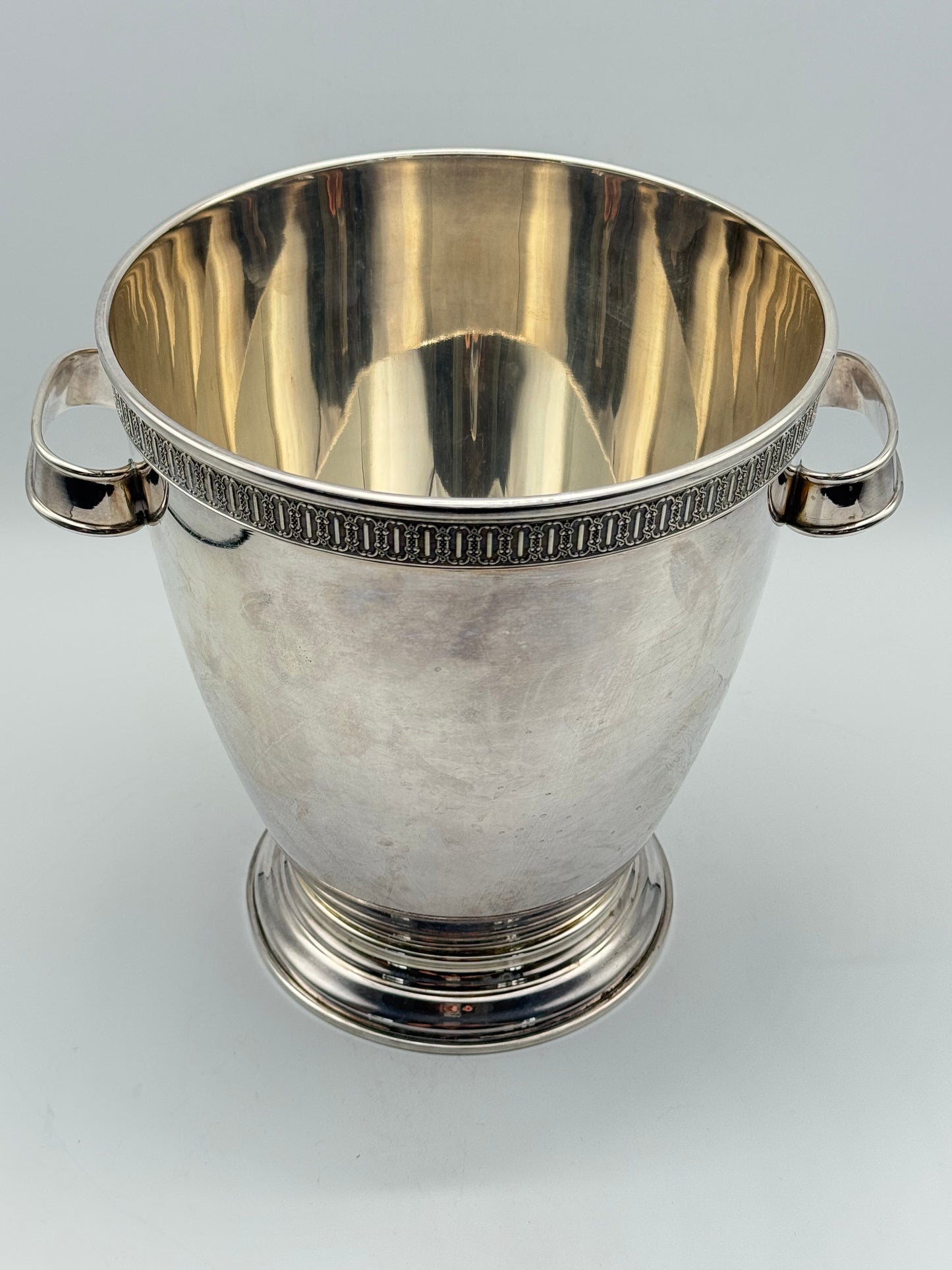Vintage Silver Plate Champagne Wine Cooler MCM STYLE ca. 8.75” x 7.5”
