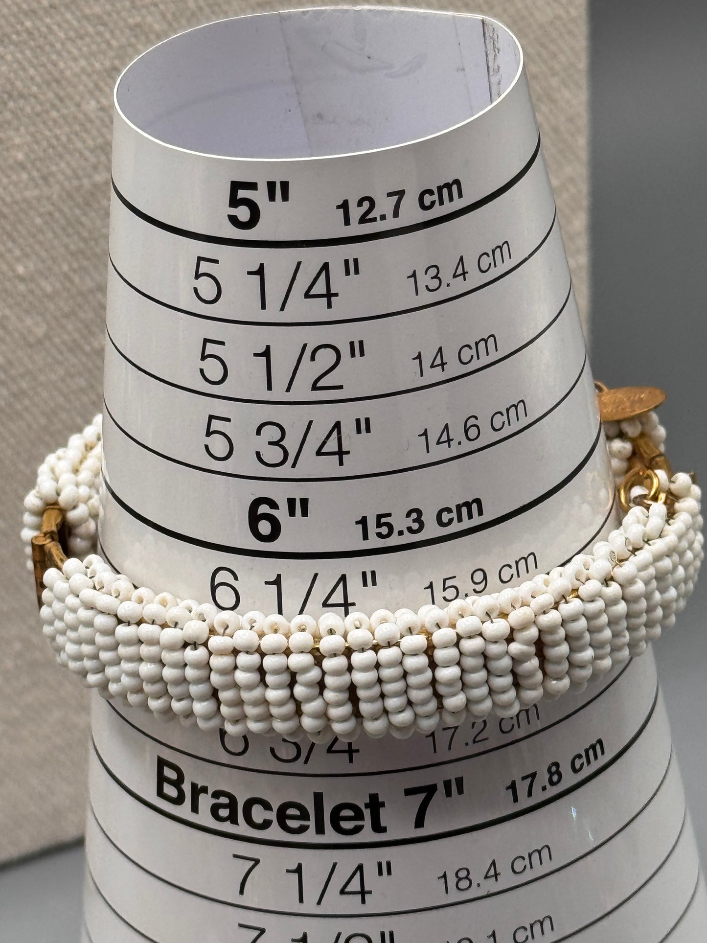 Signed Miriam Haskell White Beaded Bangle Bracelet