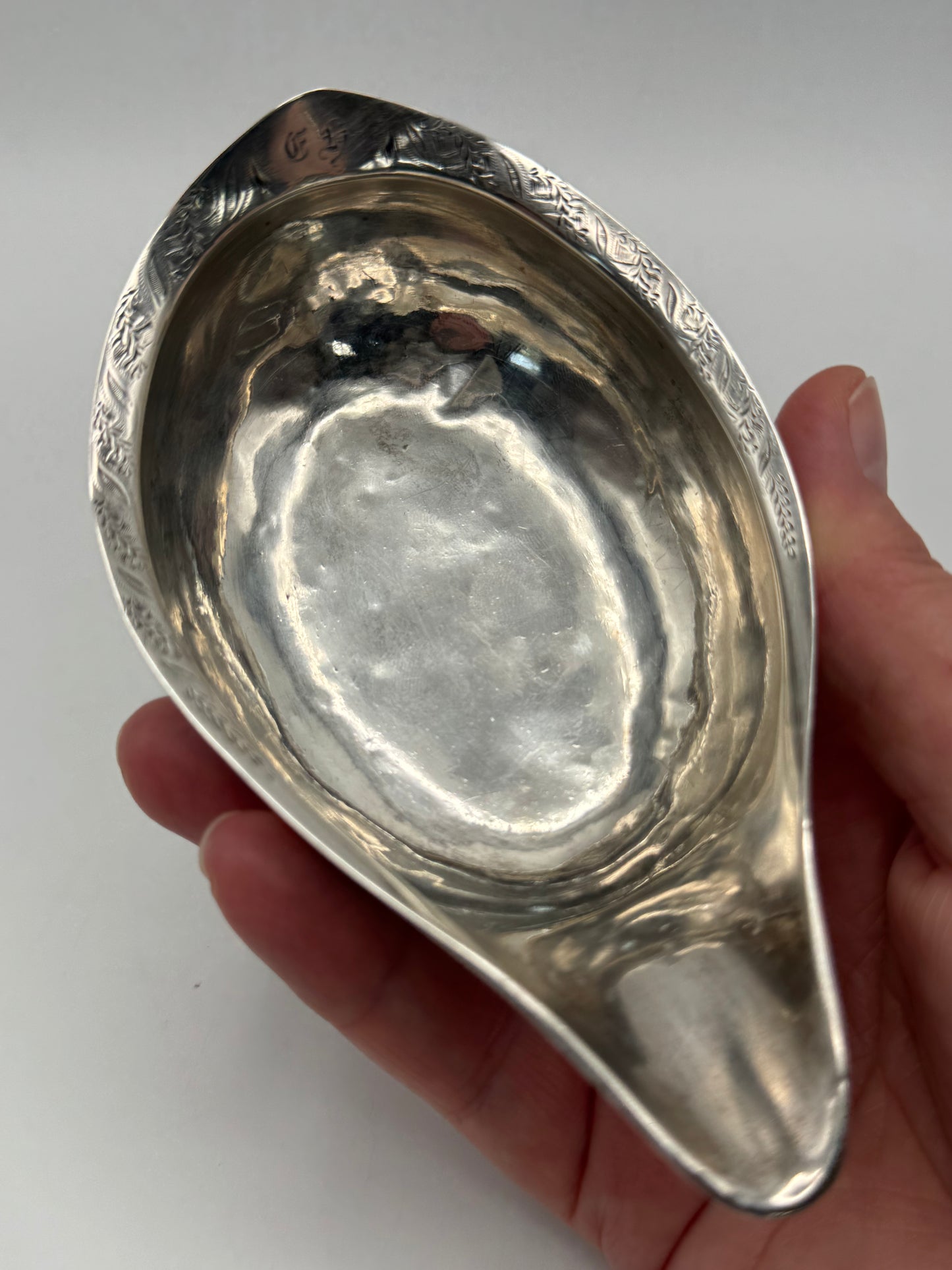 ANTIQUE Sterling Pap Boat Monogrammed George III Hallmark Faint