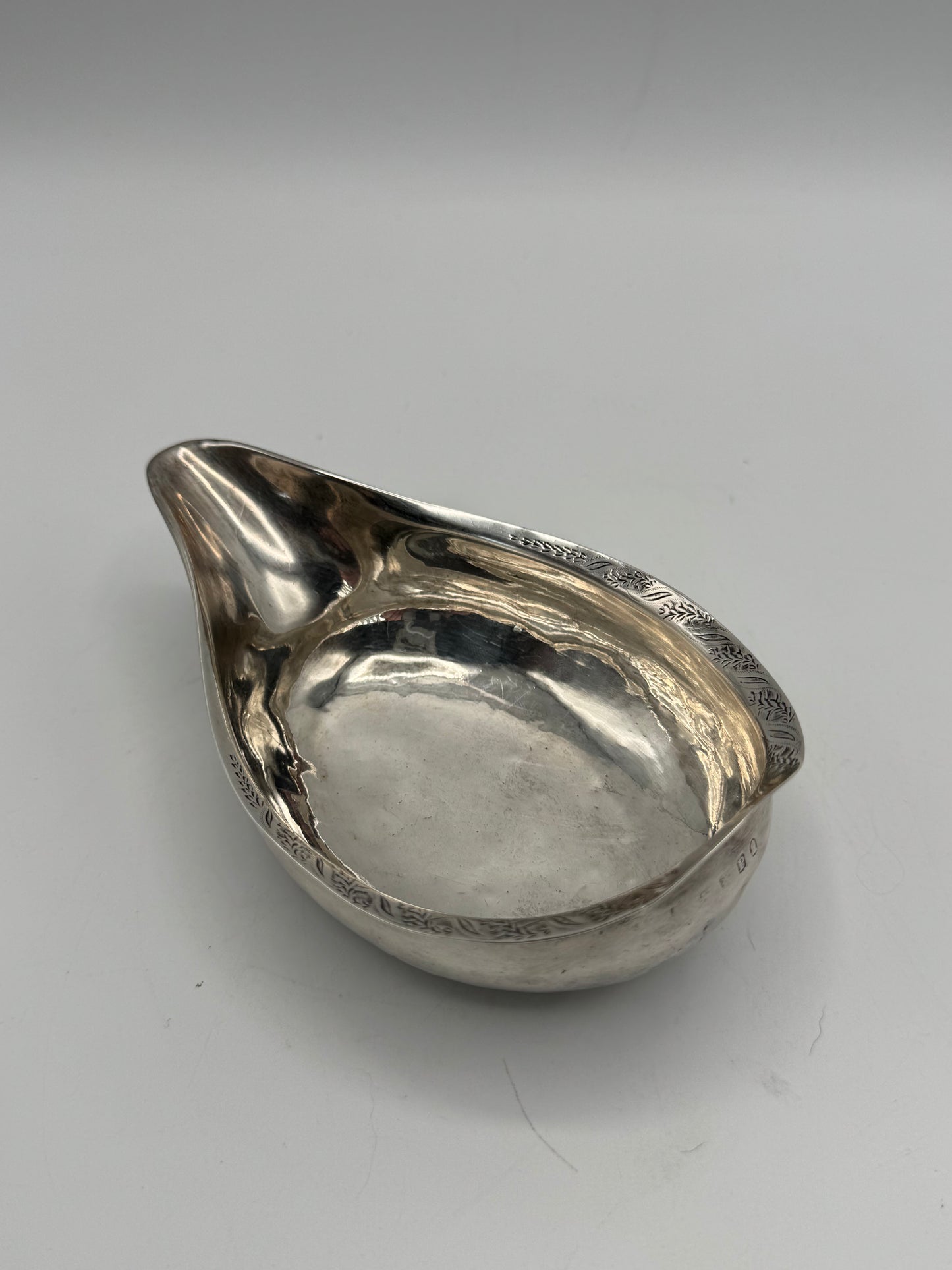 ANTIQUE Sterling Pap Boat Monogrammed George III Hallmark Faint