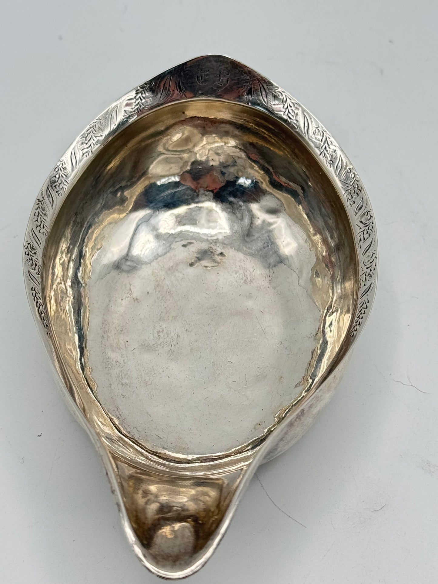 ANTIQUE Sterling Pap Boat Monogrammed George III Hallmark Faint