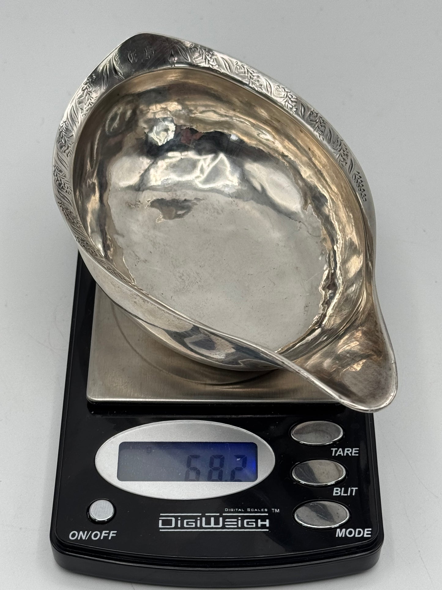 ANTIQUE Sterling Pap Boat Monogrammed George III Hallmark Faint