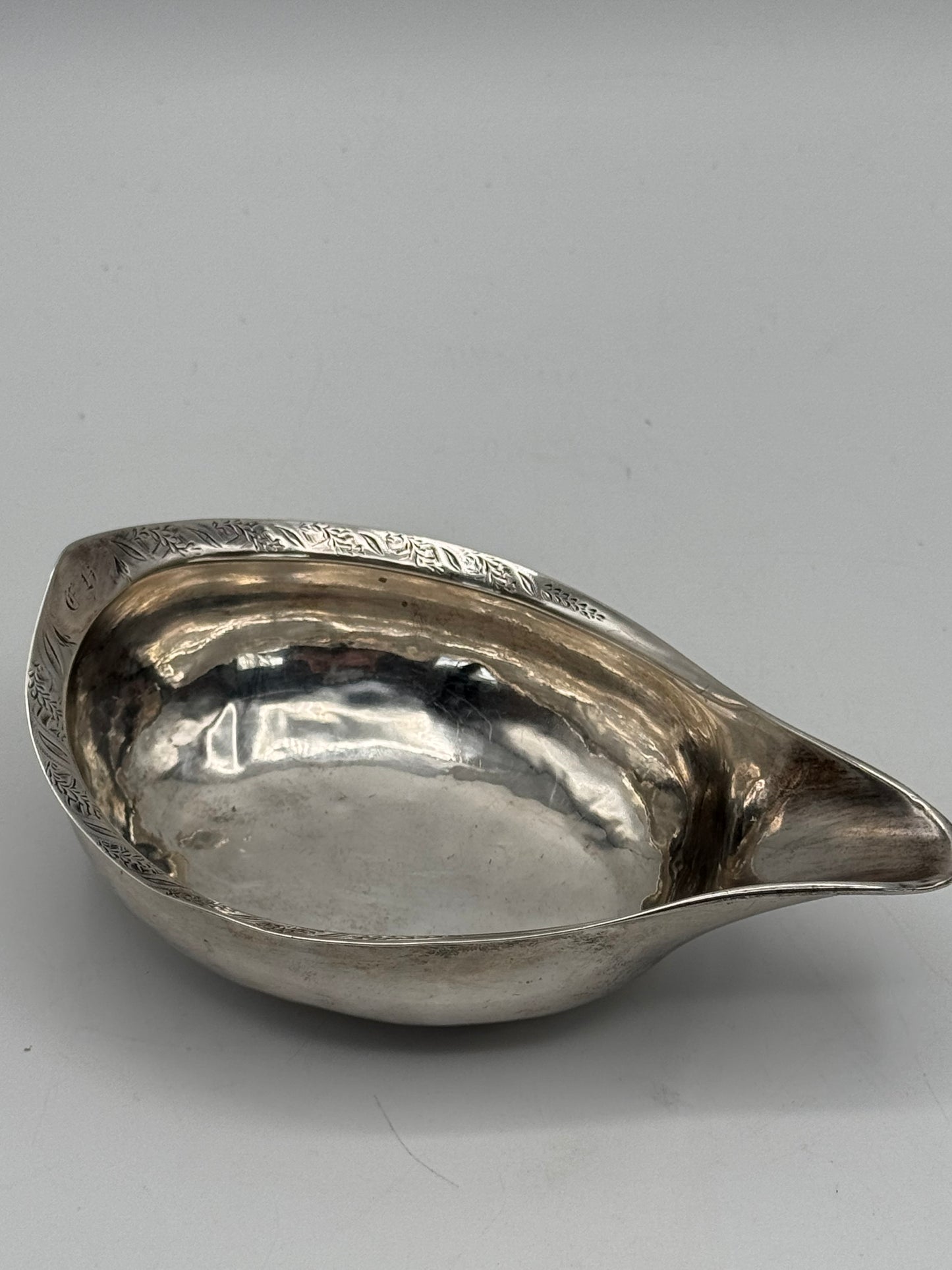ANTIQUE Sterling Pap Boat Monogrammed George III Hallmark Faint