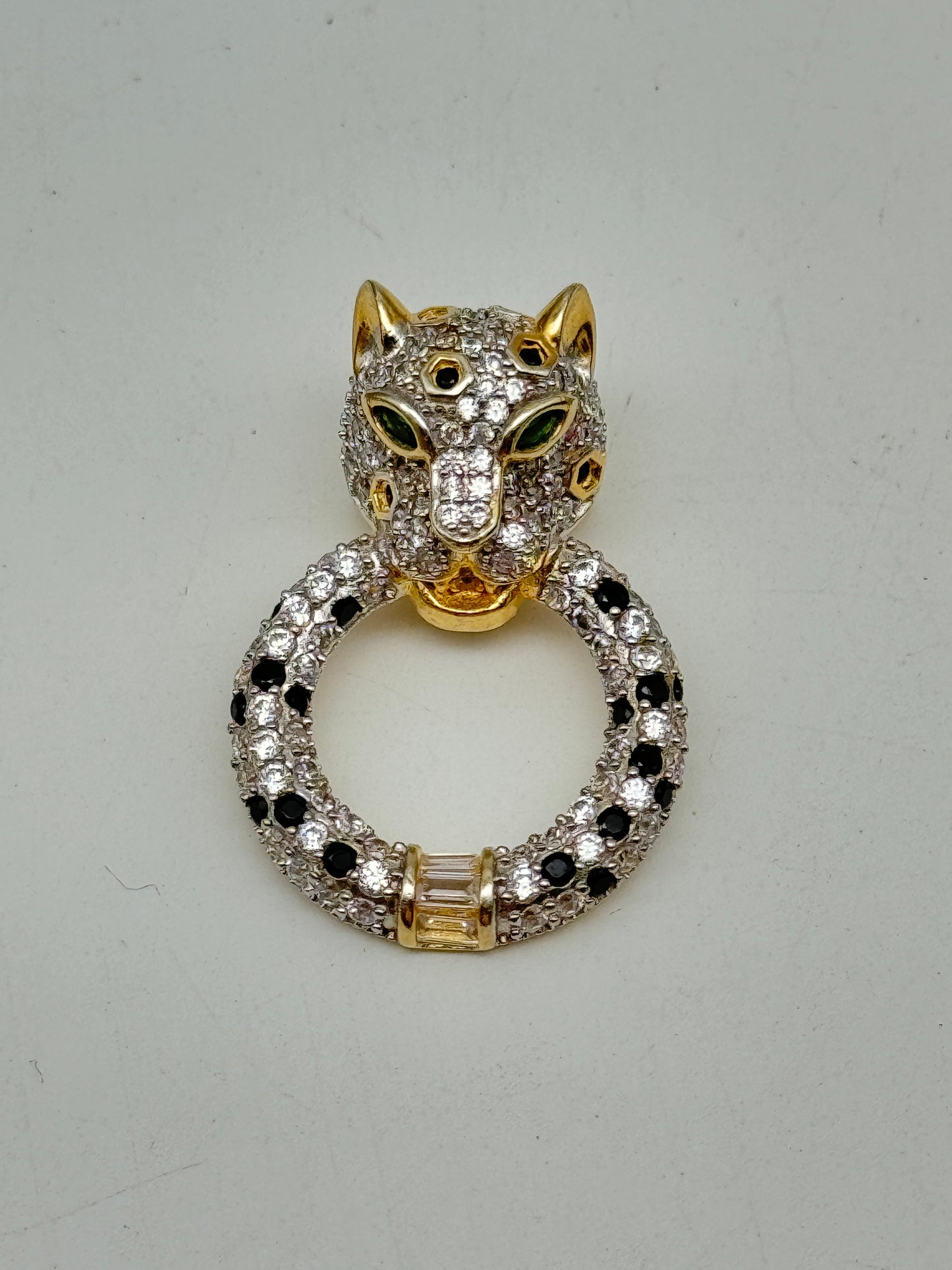 Vintage Sterling 925 Vermeil Leopard Pendant