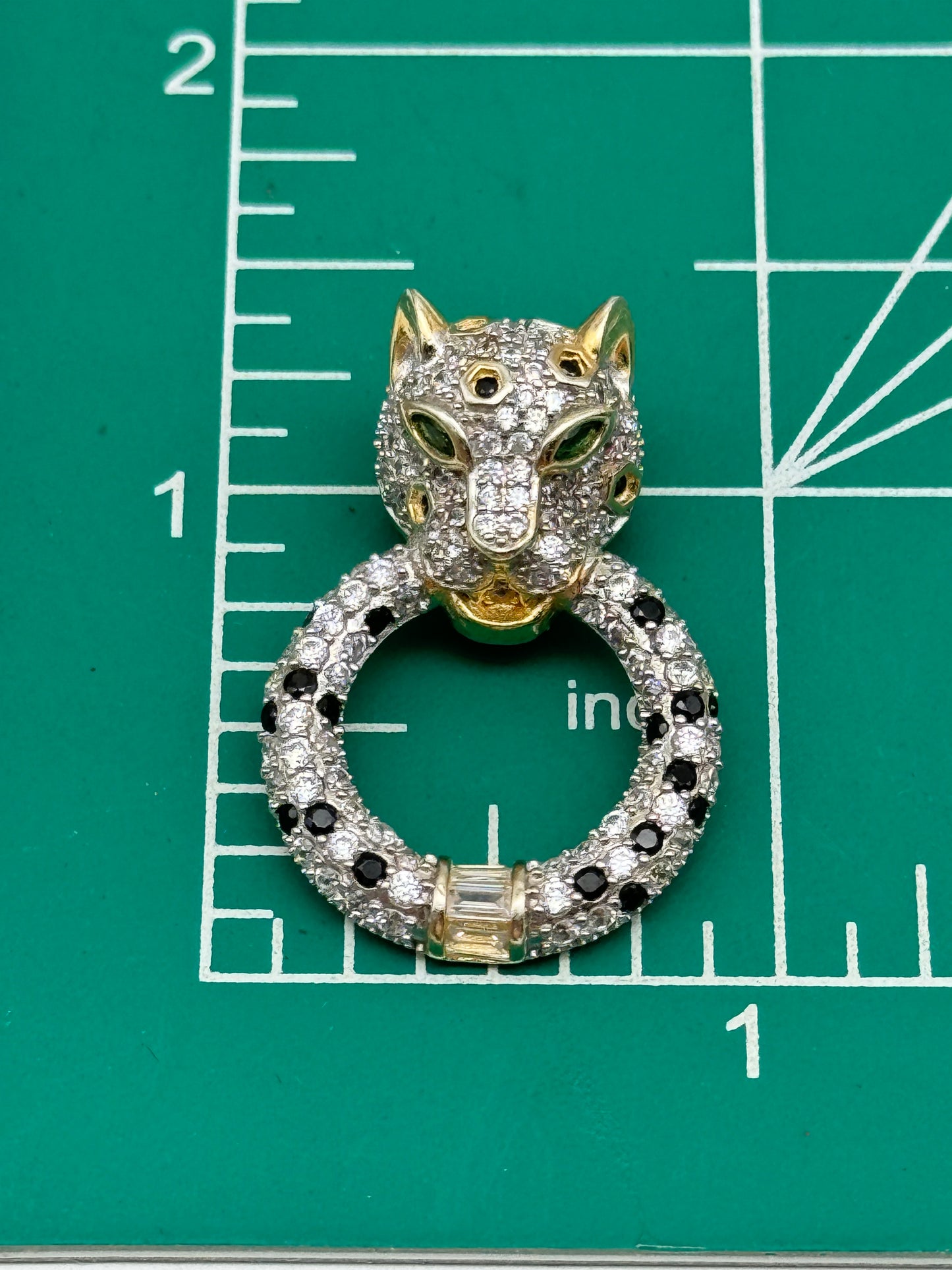 Vintage Sterling 925 Vermeil Leopard Pendant