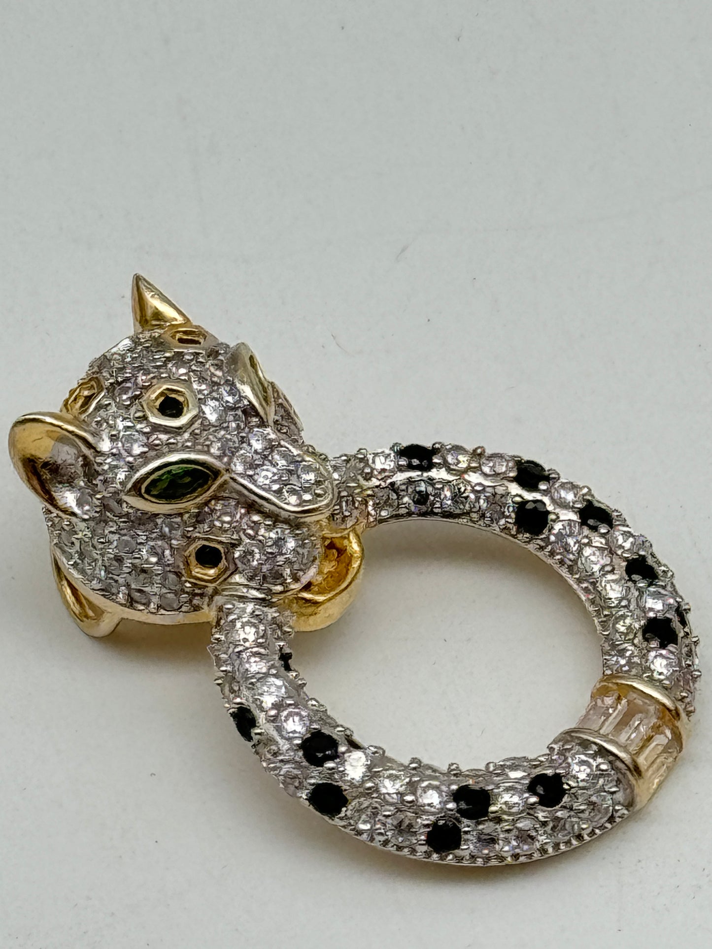 Vintage Sterling 925 Vermeil Leopard Pendant