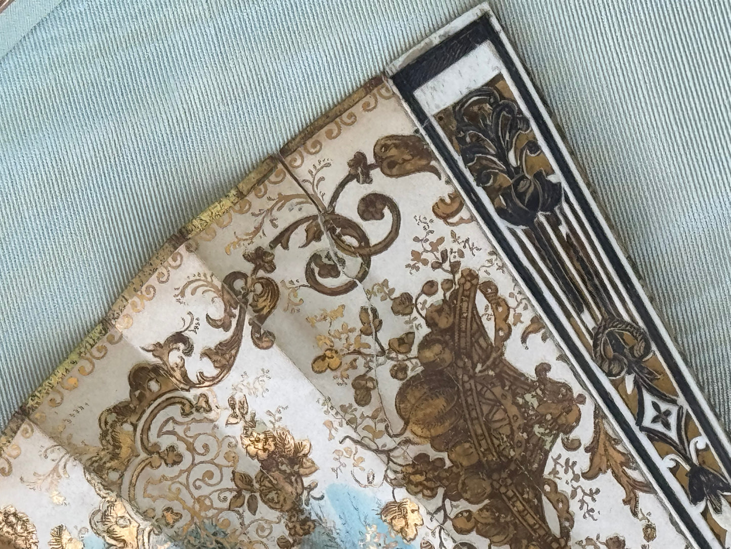 Vintage Hand Fan in Shadow Box circa 25” by 16.5” by 2.5” ESTATE FIND