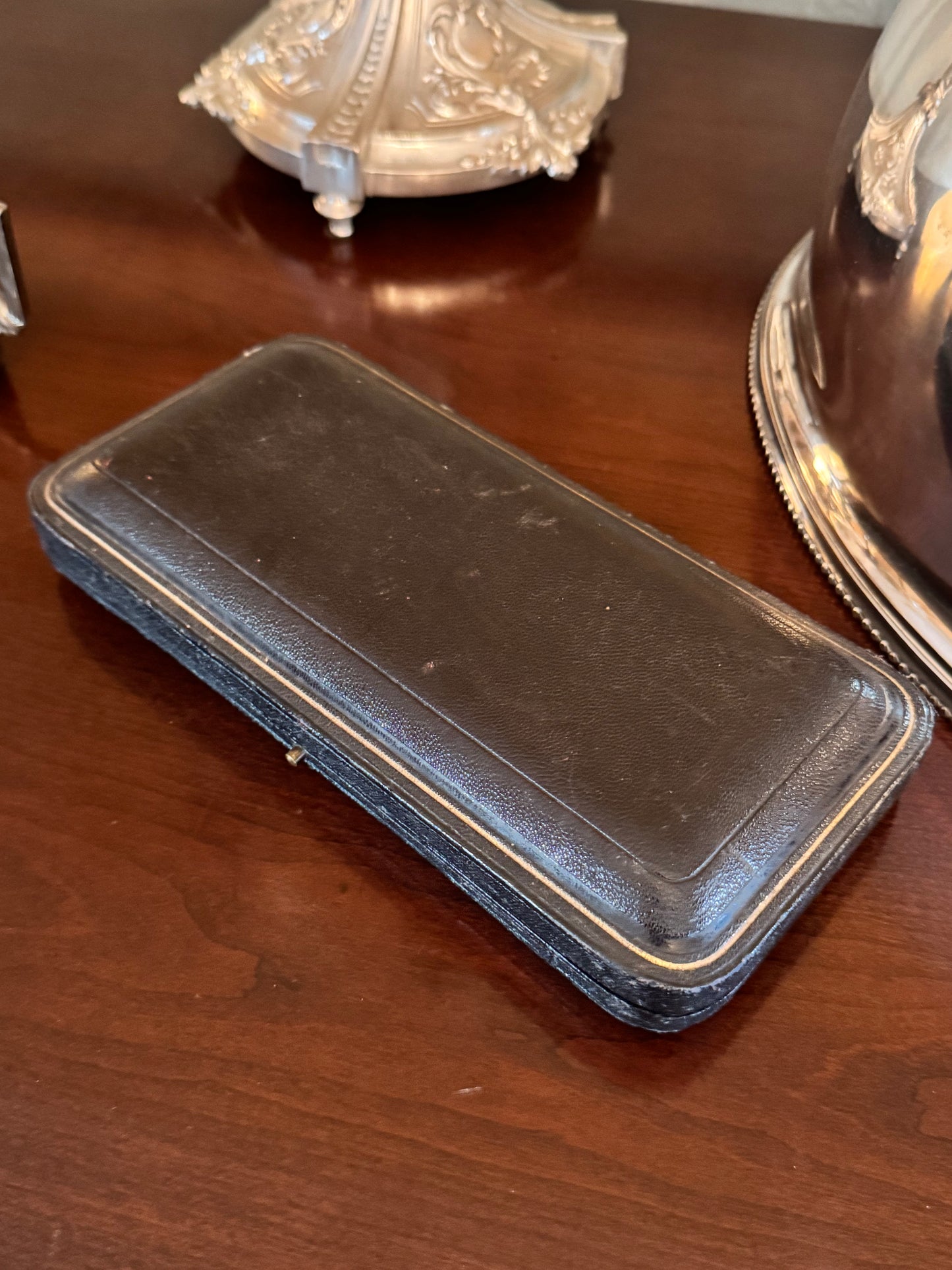 Antique Silver Plate Apostle Berry Spoon Pair WH&S William Hutton & Son Sheffield in Original Box 8” FINE SET