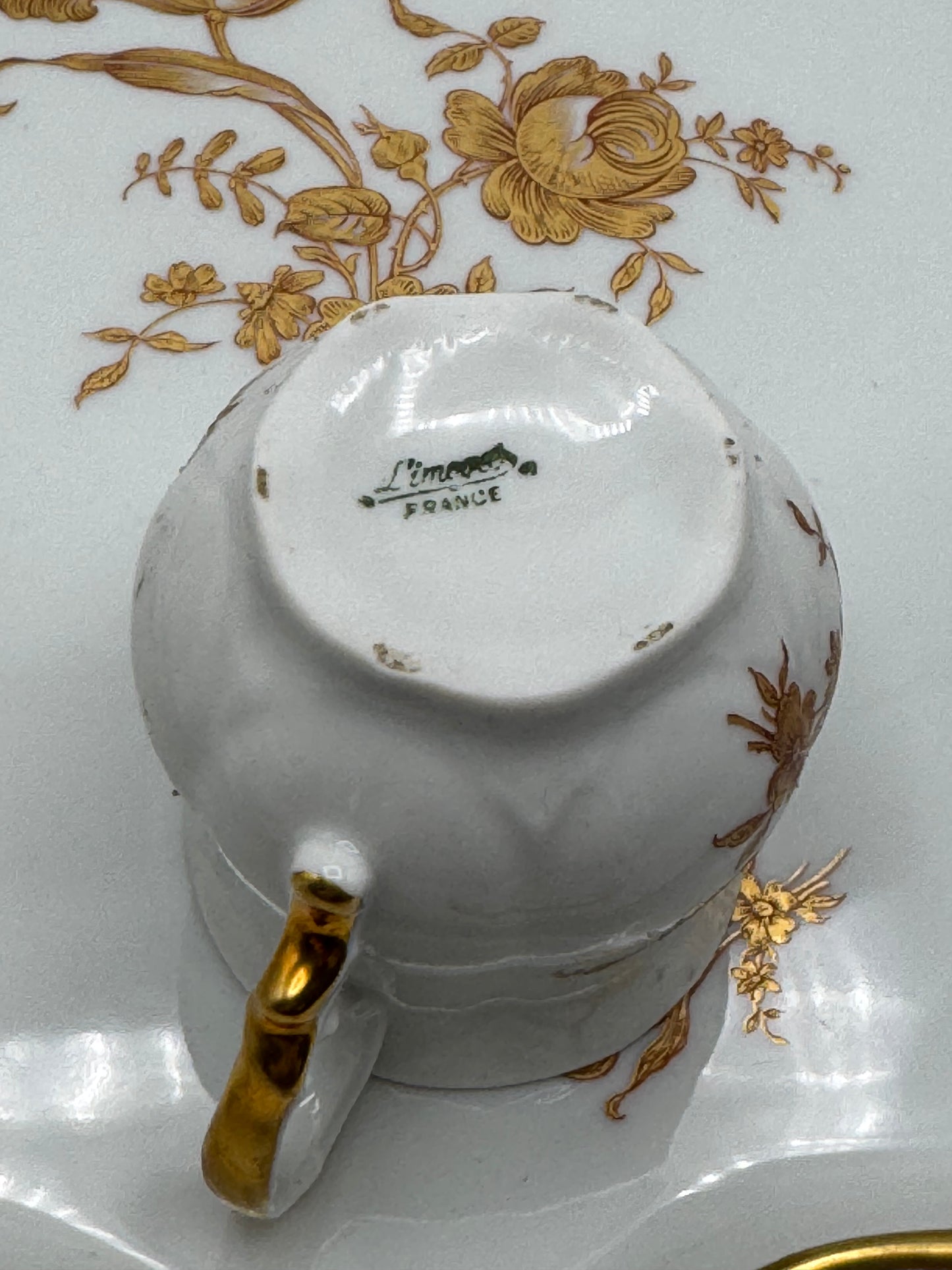 Set of 8 Limoges France Pot De Creme Set Gold Floral Lidded Cups “RAMEKIN SET”