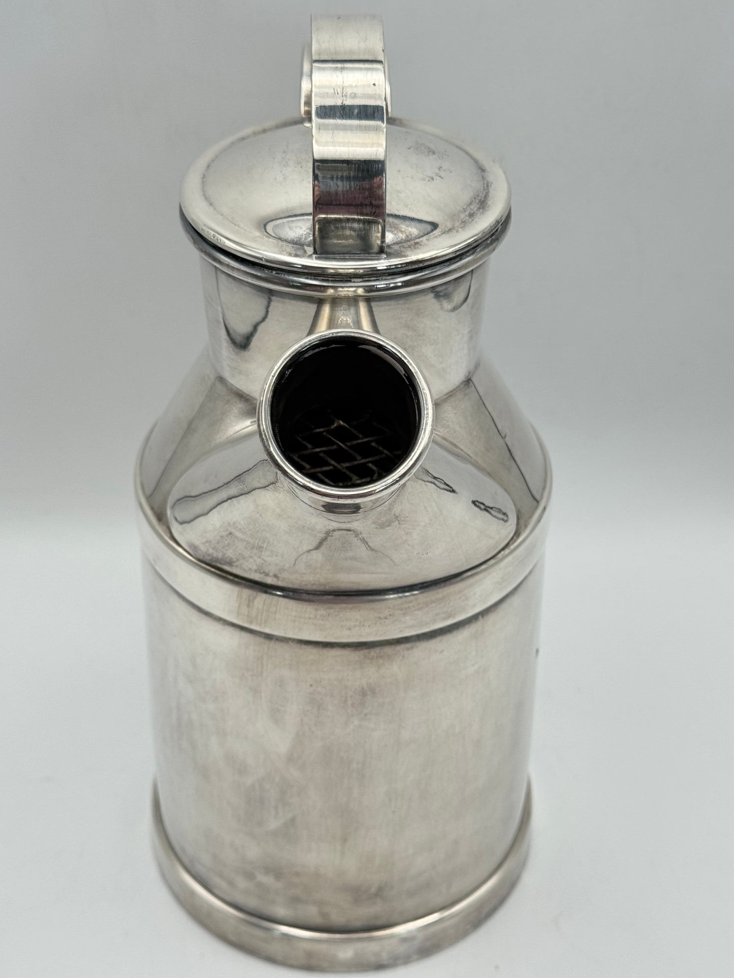 Vintage SILVERPLATE Novelty Cocktail Shaker Mixer Milk Jug Churn Design No Cork MONOGRAM J.I.D