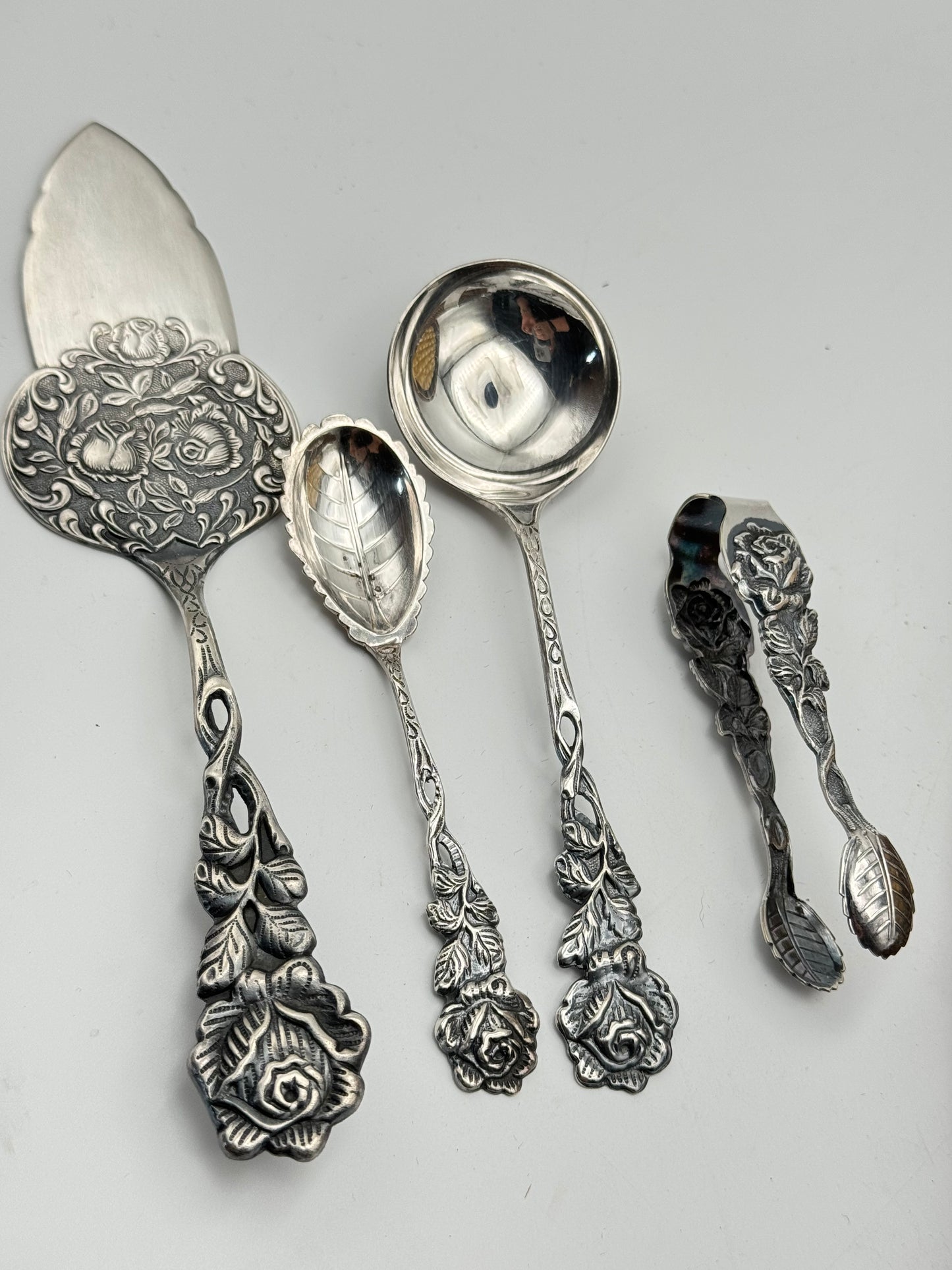 Vintage Hildesheimer Rose 16pc Dessert Set 100 Silver Original Box