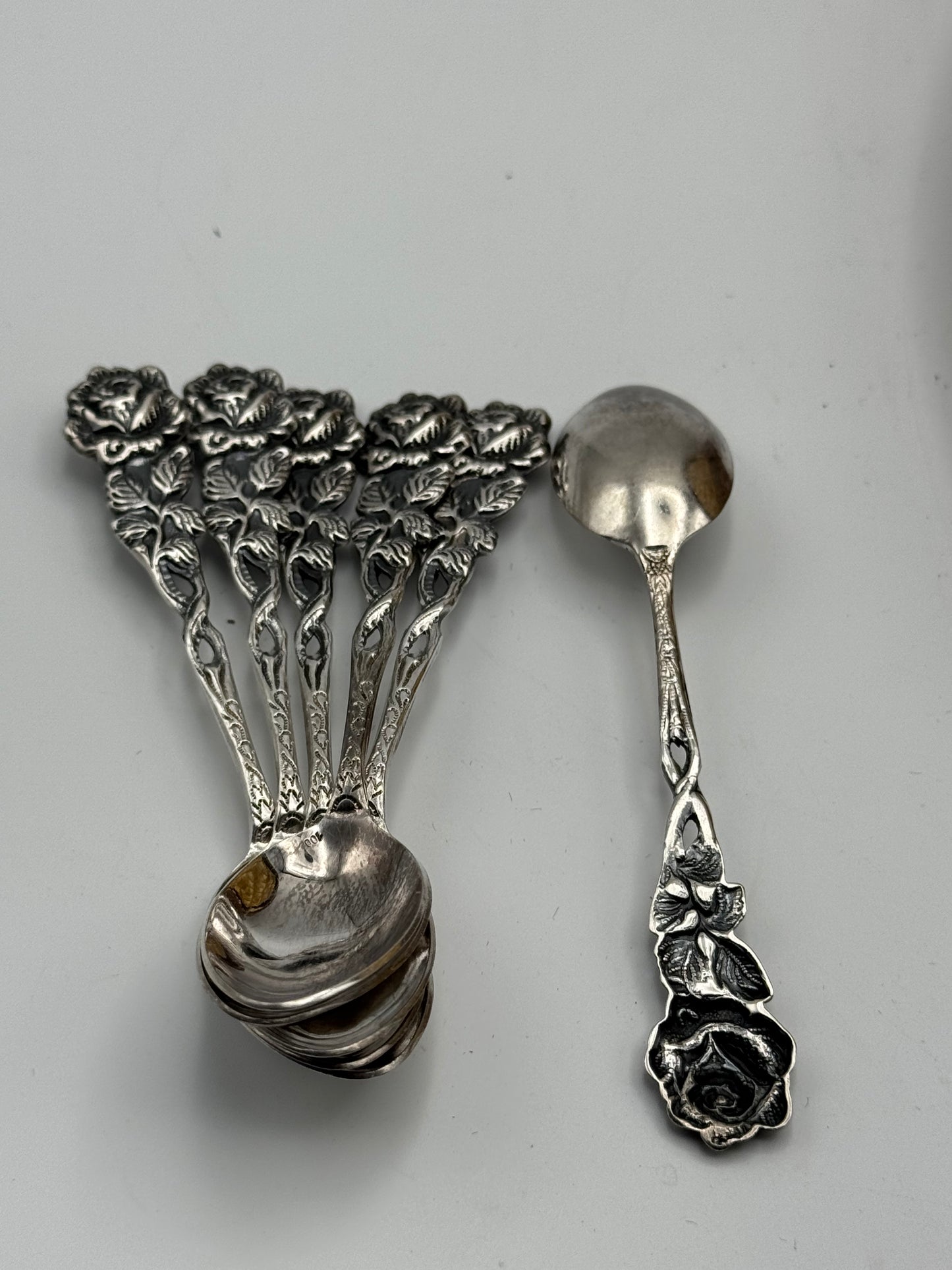 Vintage Hildesheimer Rose 16pc Dessert Set 100 Silver Original Box