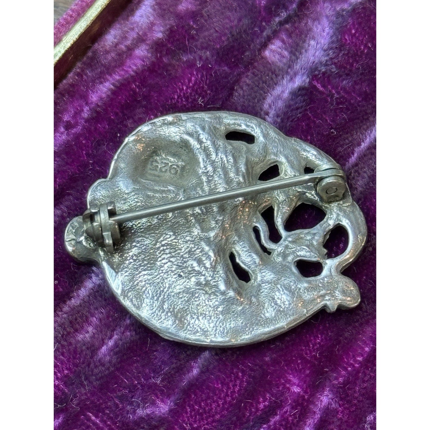 Vintage Sterling Silver Art Nouveau Lady Brooch Pin 925 Figural Maiden 1.25”
