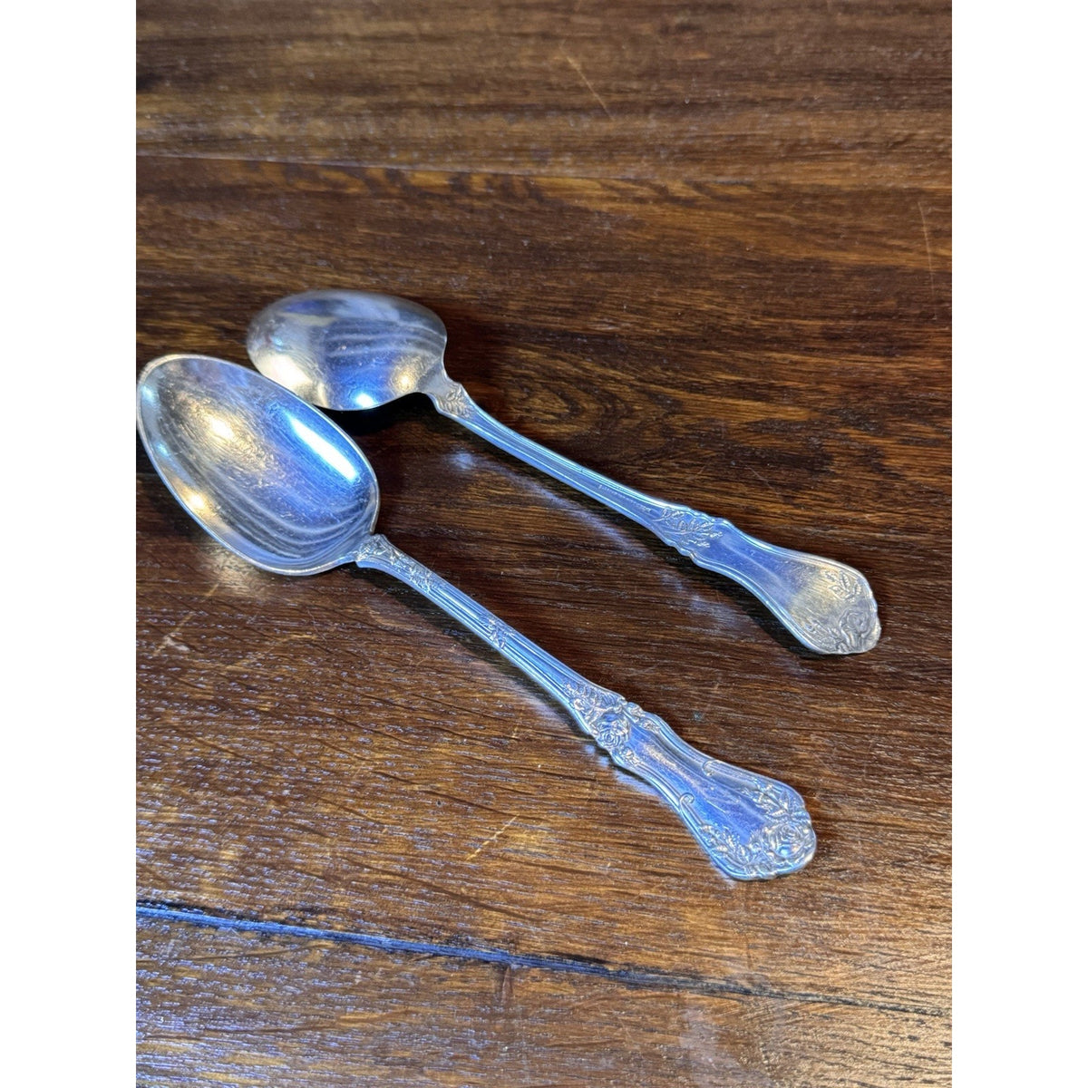 Silverplate Serving Spoons Rockford Silver Plate Co Rose Pair Monogram N 8”