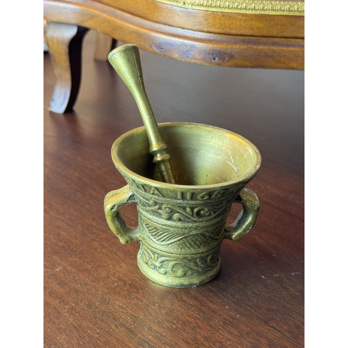 Vintage Brass Mortar & Pestle Peerage England Apothecary 3” Opening 2.5” H
