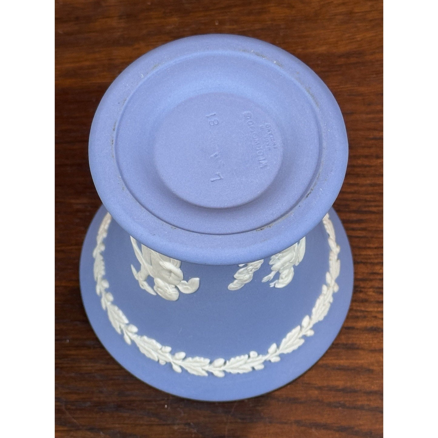Vintage Wedgwood Blue Jasperware Small Vase Cherubs Putti Classical 3.5”