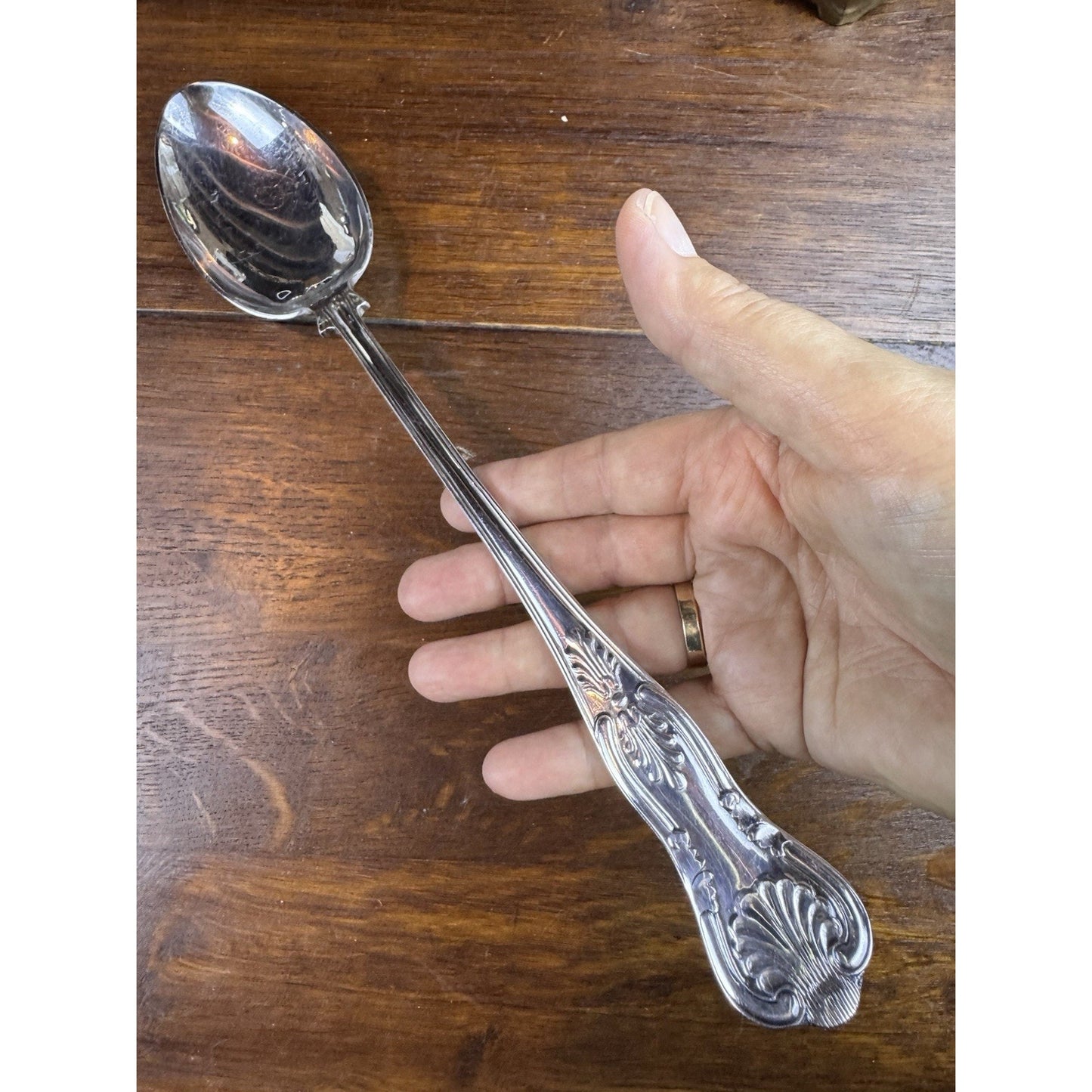 Vintage Stuffing Spoon Kings Pattern IFS Sheffield 13” Serving Spoon Silverplate