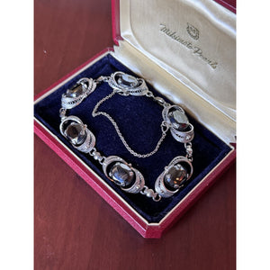 VINTAGE Bracelet Sterling Silver “Hematite” Filigree Link Vintage 7.75”