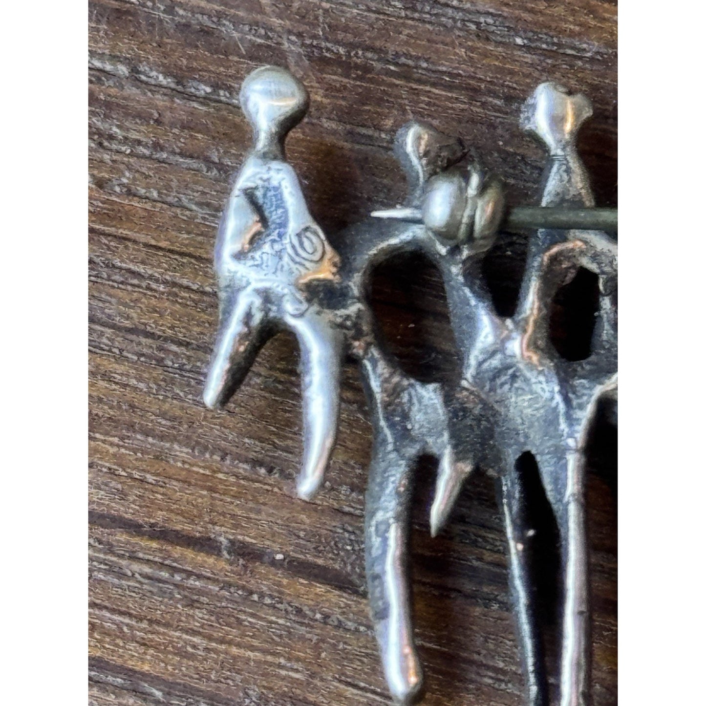 Aharon Bezalel Brooch Sterling Silver Brutalist Figural Mid Century Modern 2”