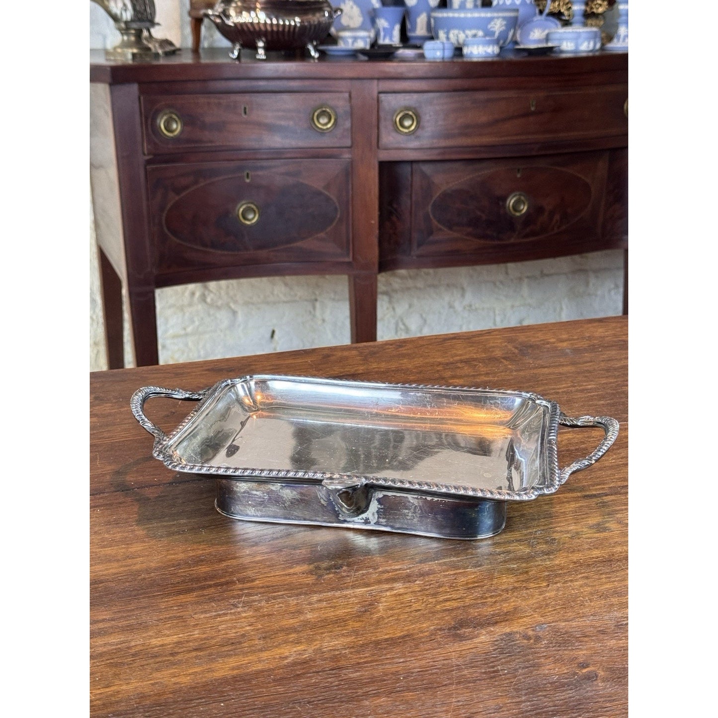 Antique Silverplate Hot Water Food Warmer Serving Dish 13.5”