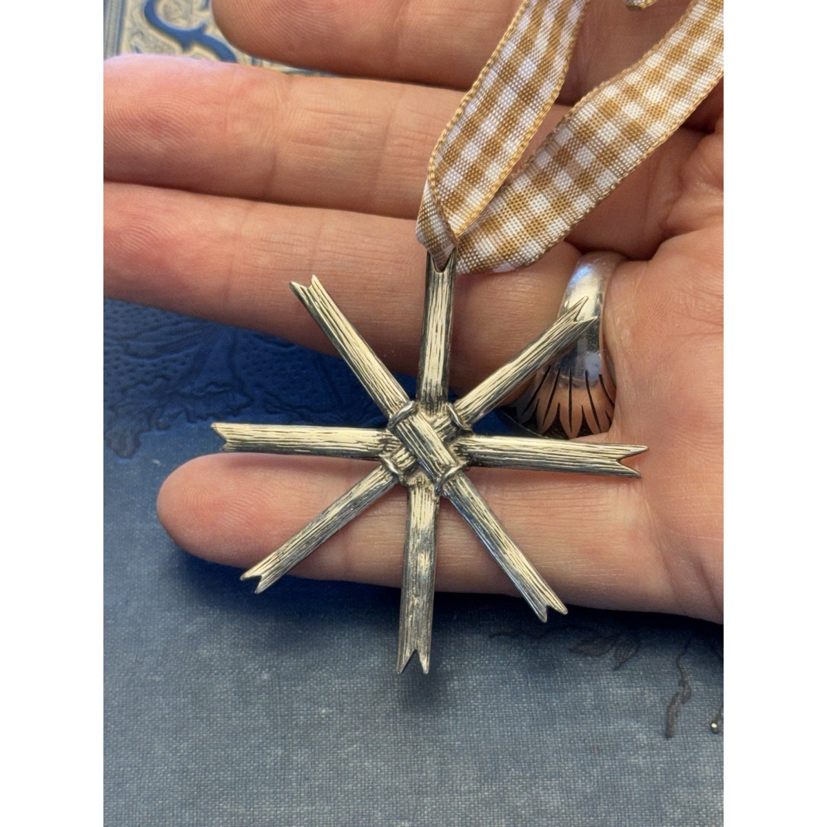 Schwarzschild Sterling Silver Strohstern Star Christmas Ornament 1982 Vintage 2”