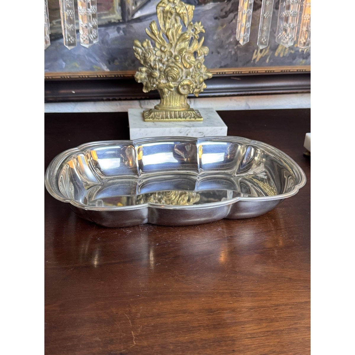 Vintage Silverplate Serving Bowl Scalloped Rectangular Dish 11.5” x 8”