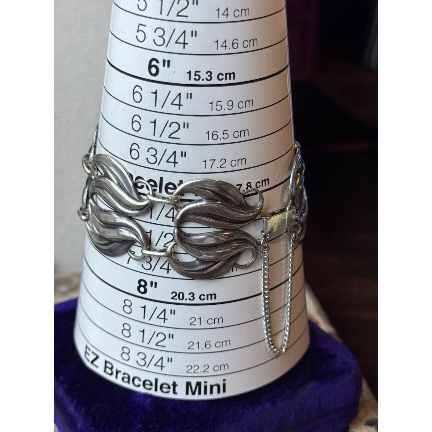 Jewelart Sterling Bracelet Silver Leaf Link 7.5” Wide Signed 925 VINTAGE