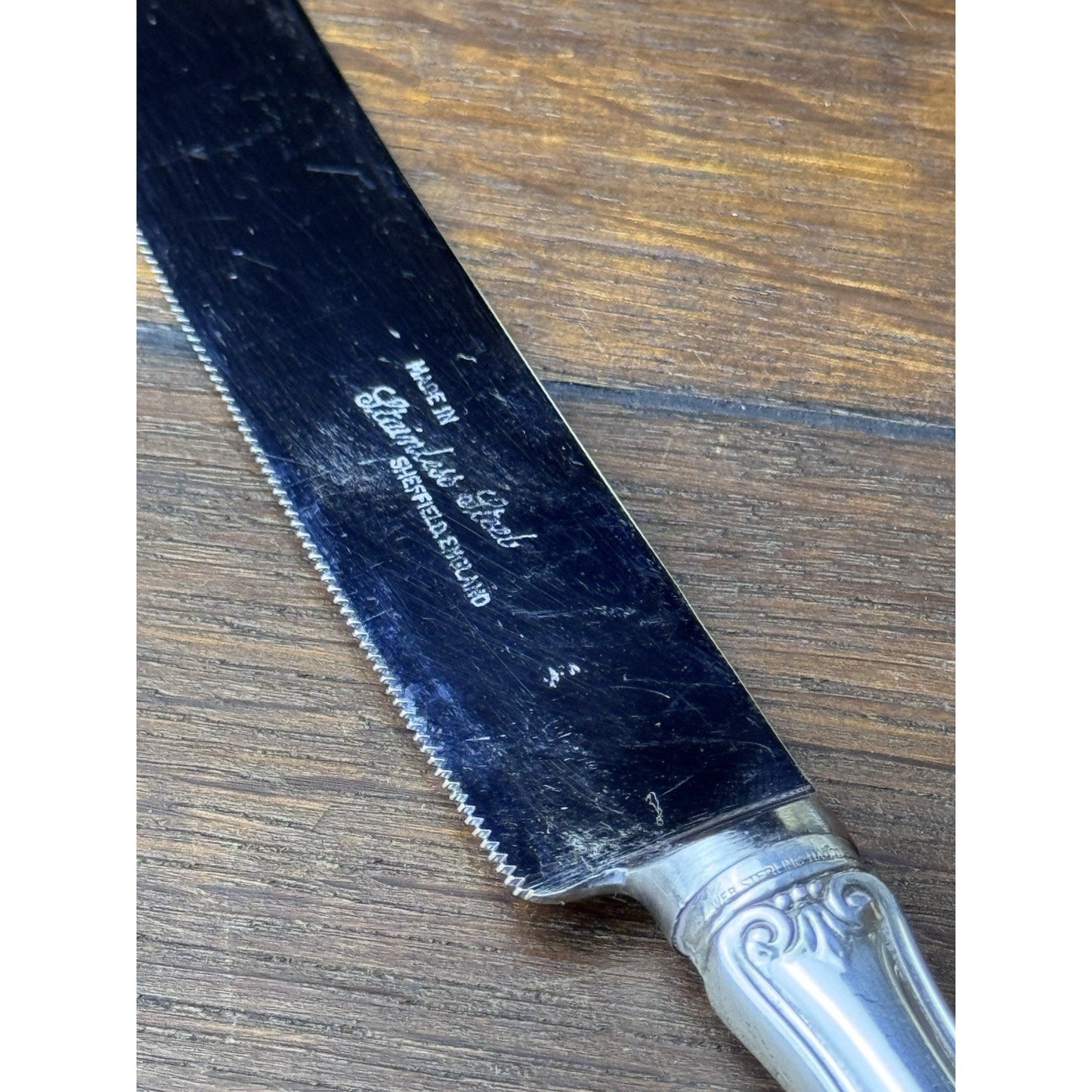 Vintage Sheffield Cake Pie Knife Sterling Handle Stainless Blade 12”
