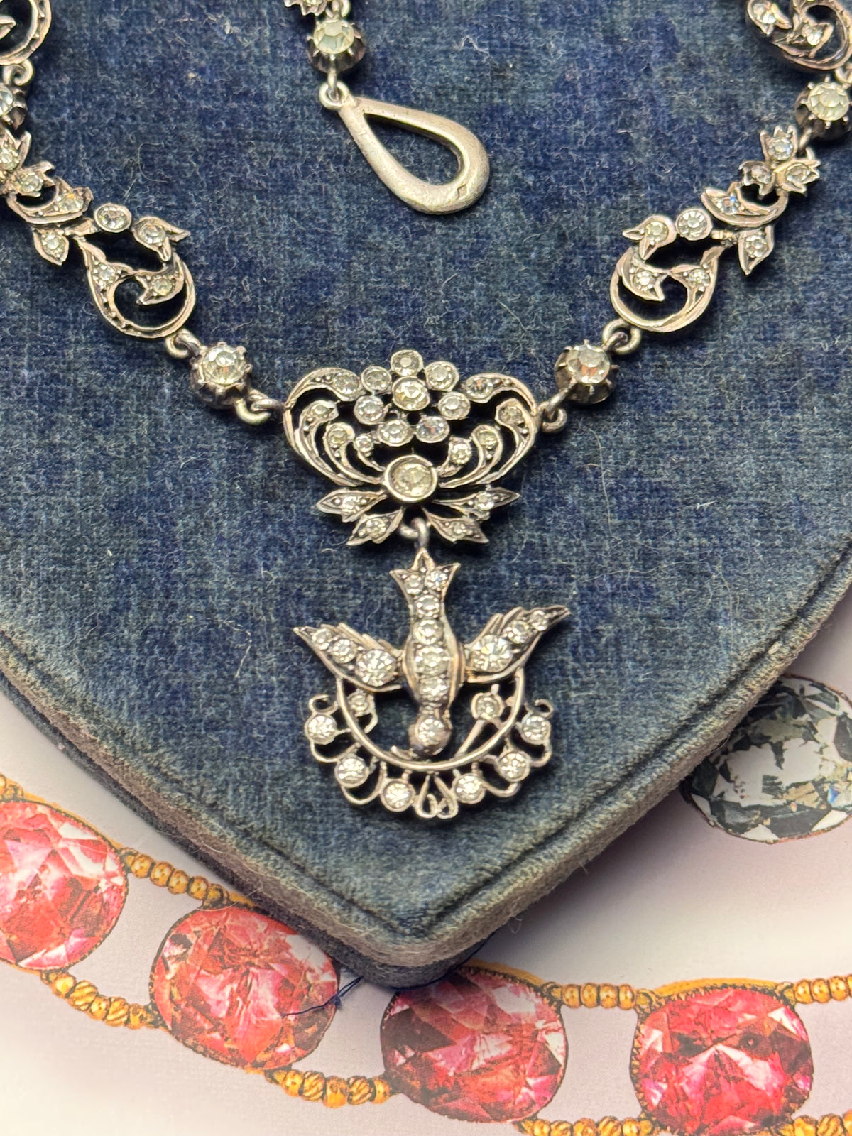FRENCH Georgian Style Saint Esprit Antique Foiled Paste Festoon Necklace