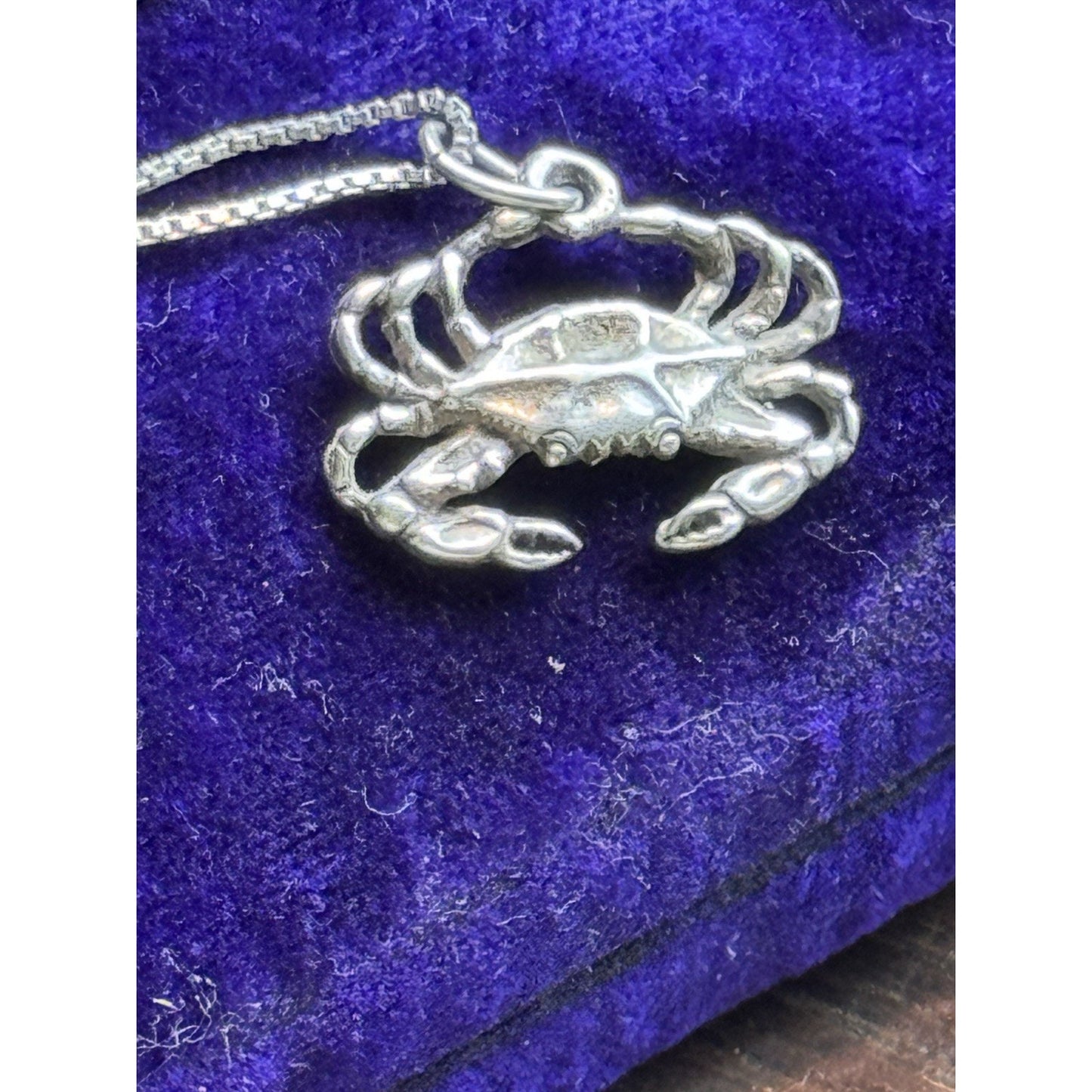 Sterling Silver Cancer Crab Pendant Necklace 18” Italy 925 Zodiac .75”