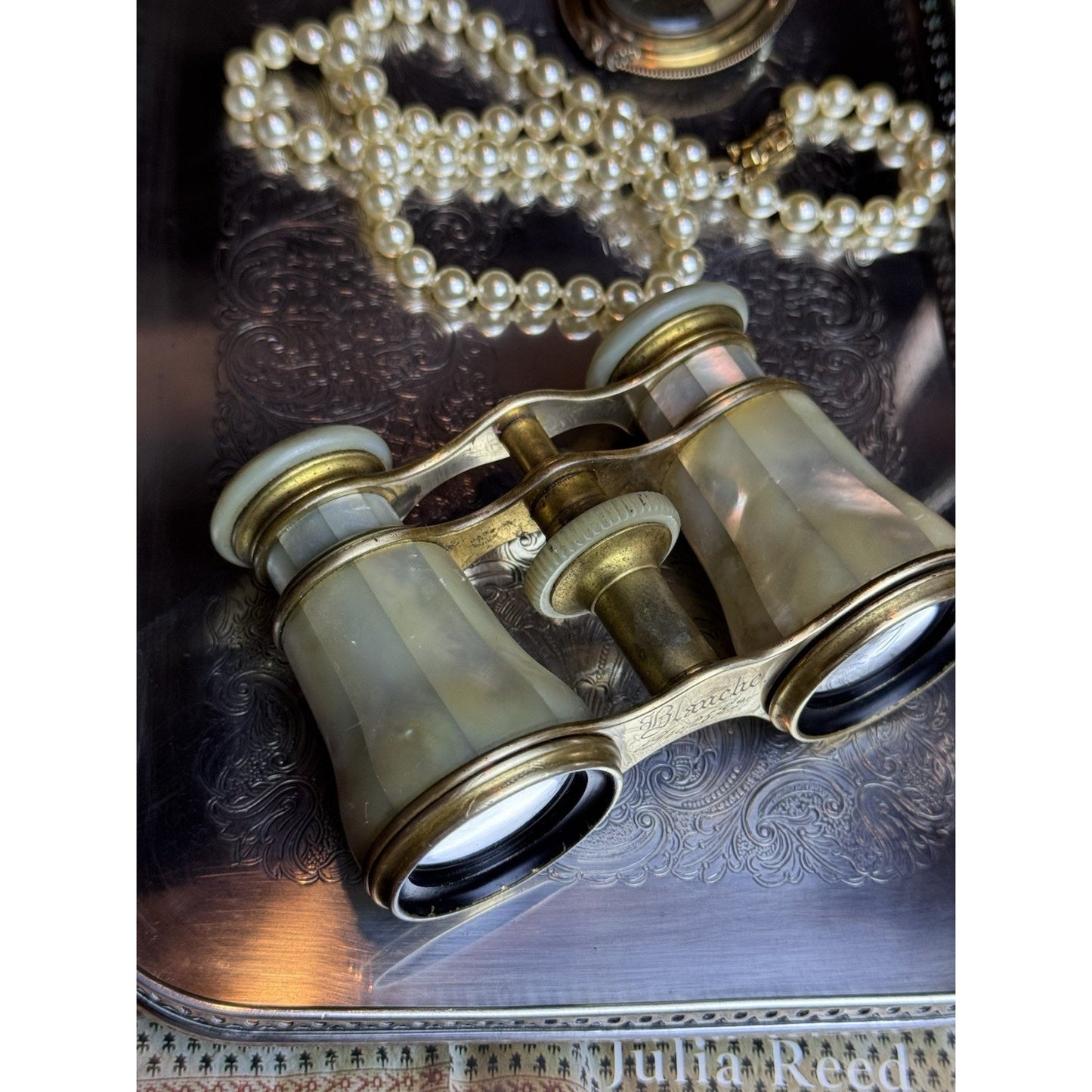 Antique Lemaire Paris Mother of Pearl Opera Glasses Binoculars Blanche CLEANED!
