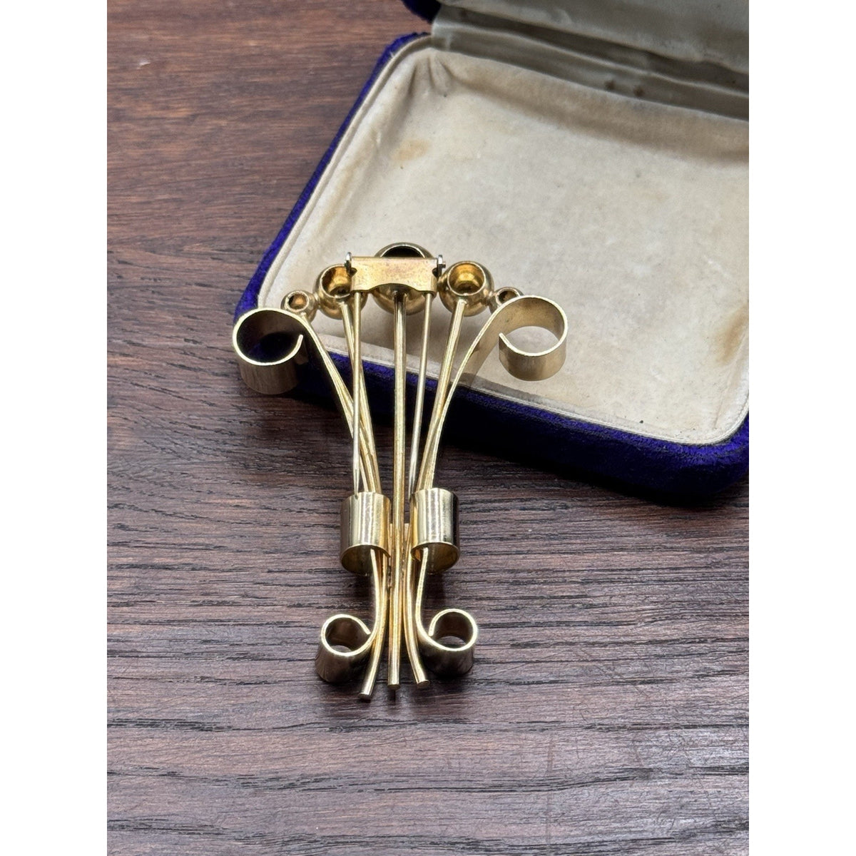 Vintage Napier Fur Clip Signed Goldtone Modernist Atomic Statement 3.25” x 2.25”