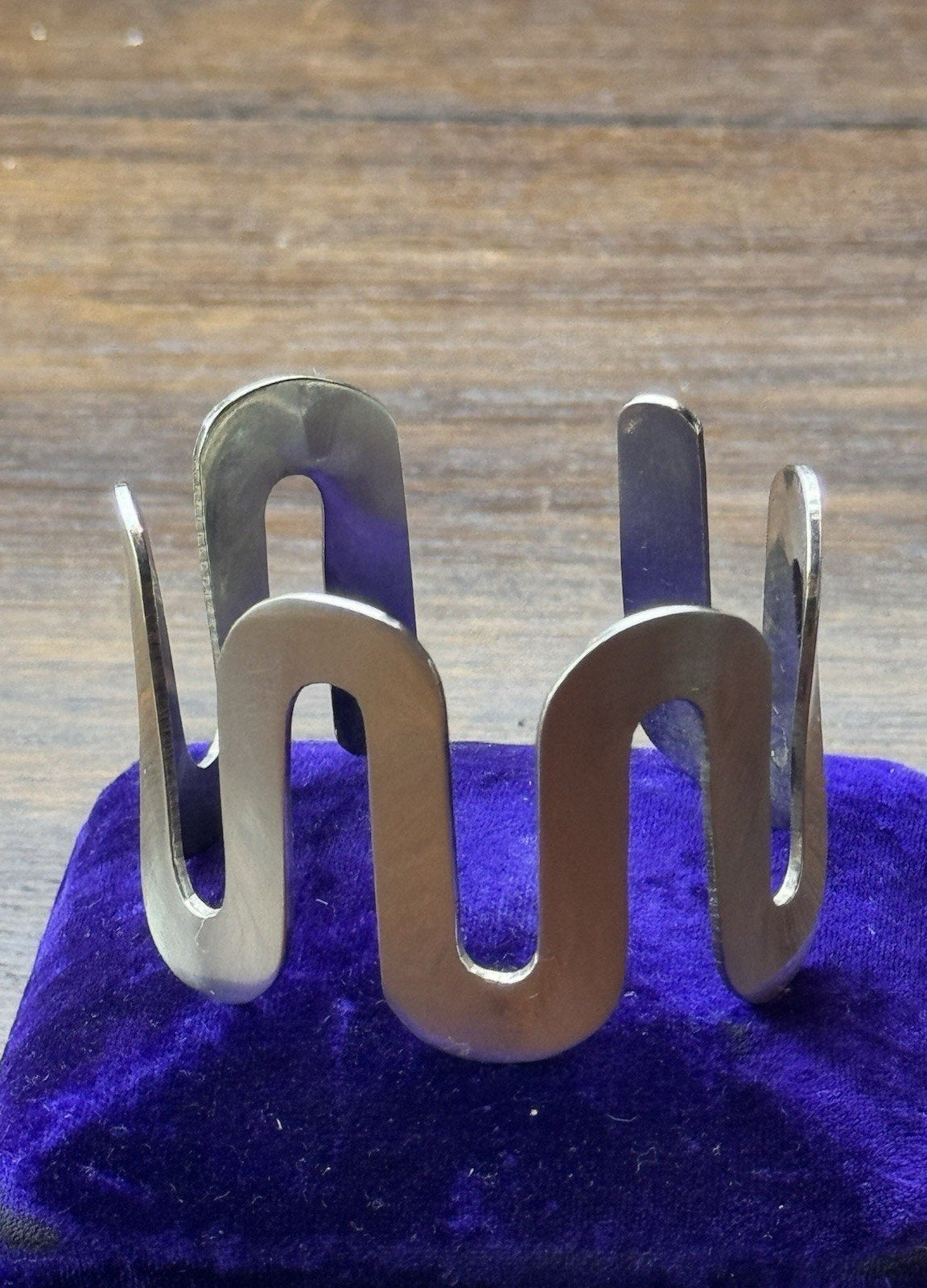 Charles Albert Cuff Bracelet Sterling Silver Modernist Sculptural 7” 57.9g
