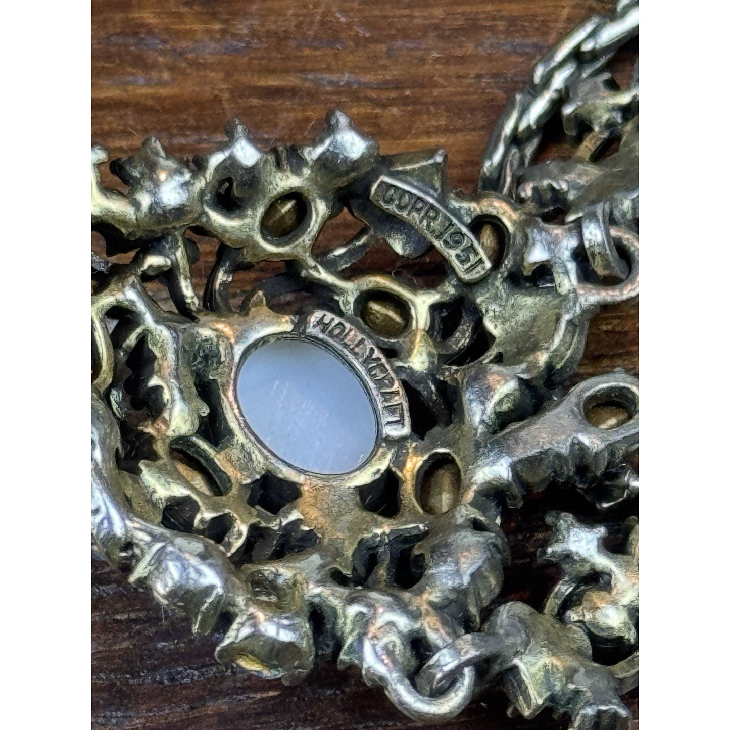 Vintage Hollycraft Necklace 1951 Blue Rhinestone Heart Easter Egg Silvertone 16”