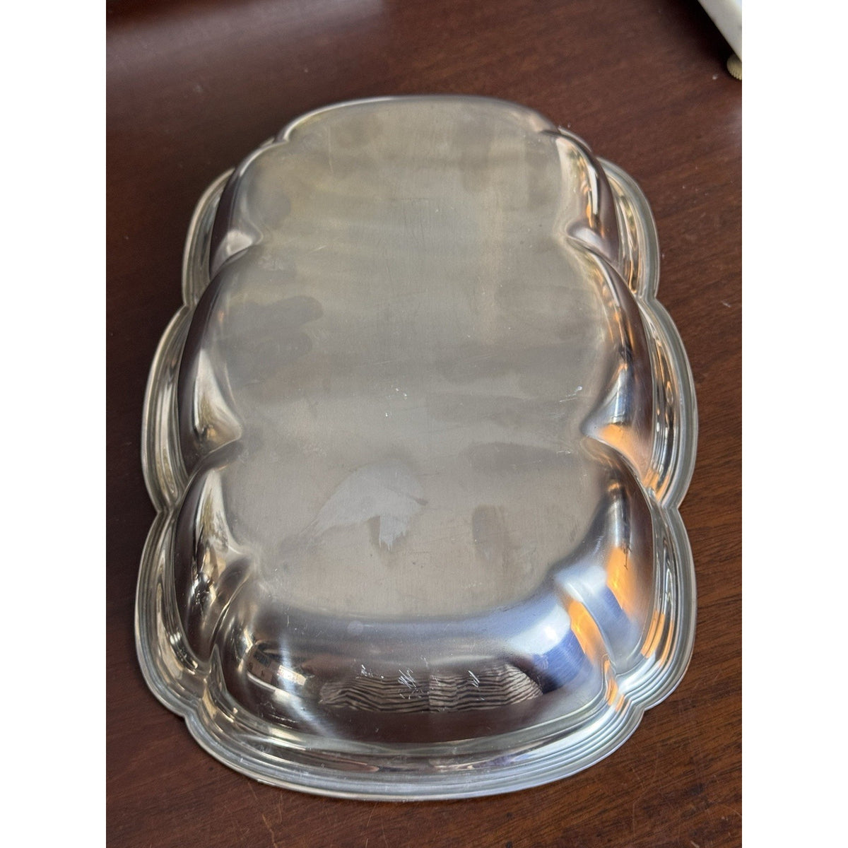Vintage Silverplate Serving Bowl Scalloped Rectangular Dish 11.5” x 8”