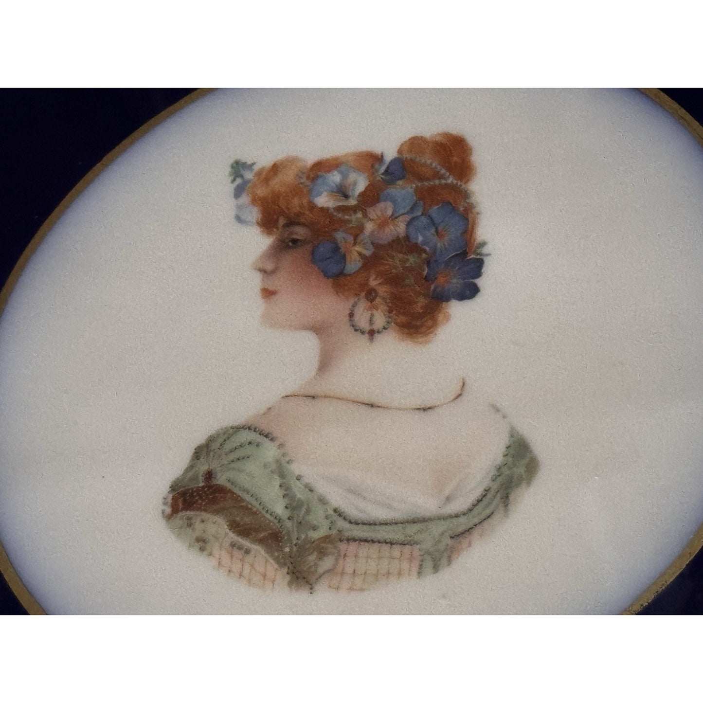 Limoges France Vanity Tray Guerin Cobalt Blue Gold Portrait Porcelain 17.75”