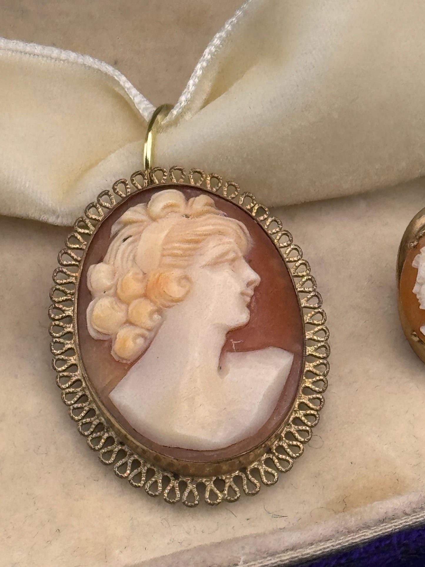 Gold Filled Cameo Brooch Pendant Screw Back Earring Set by AMCO