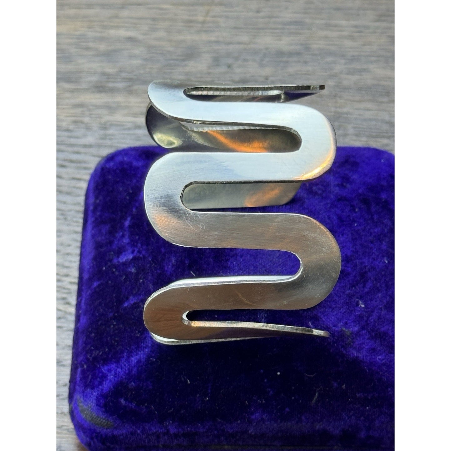 Charles Albert Cuff Bracelet Sterling Silver Modernist Sculptural 7” 57.9g