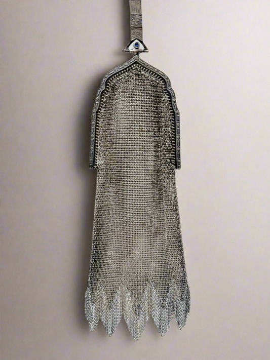 1920s Whiting & Davis Chain Mail Flapper Purse Fringed