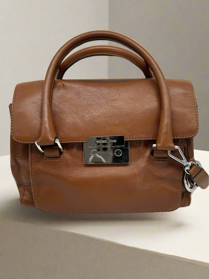 Authentic Michael Kors Brown Classic Leather Hand Bag PRE-Owned