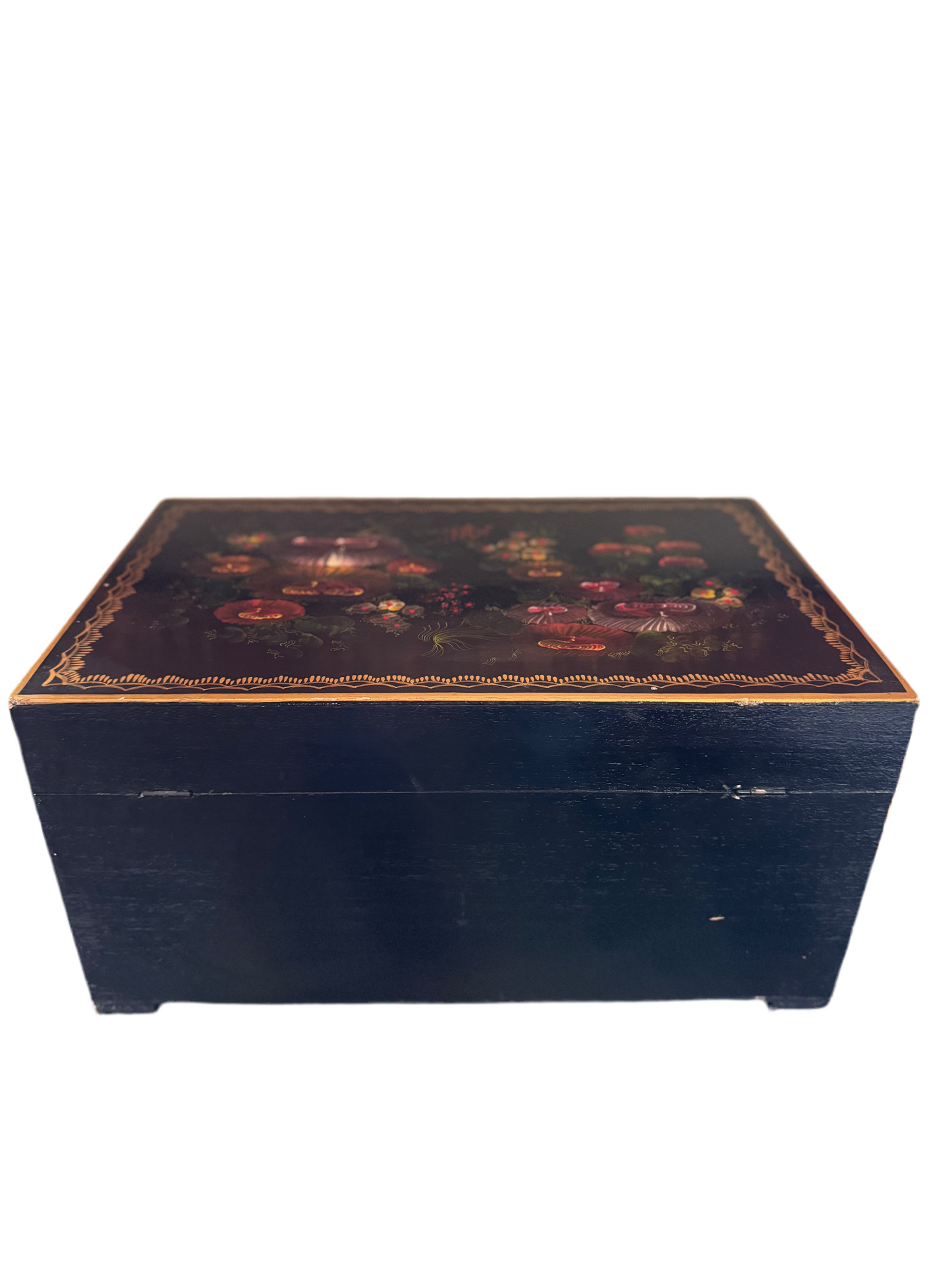 Vintage Hand Painted Wood Box 18.5x 12x 10.5” ESTATE FIND