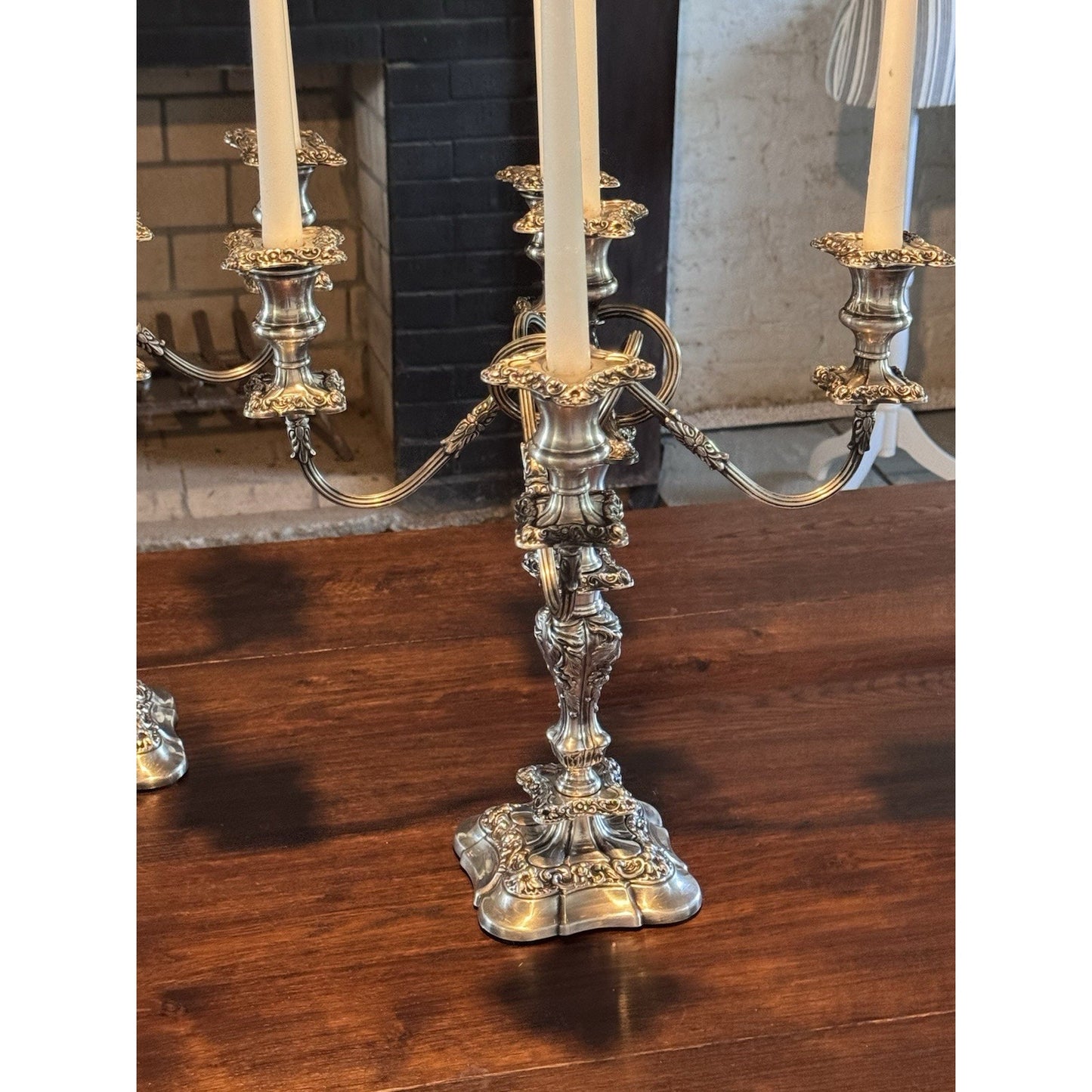 Webster Wilcox IS Silverplate 5 Light 4 WAYS Convertible Candelabra Pair 16.75”