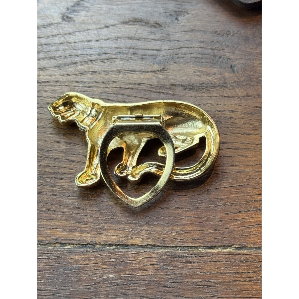 Vintage Panther “Cat” Scarf Clip Goldtone Rhinestone Collar 2.5” Figural